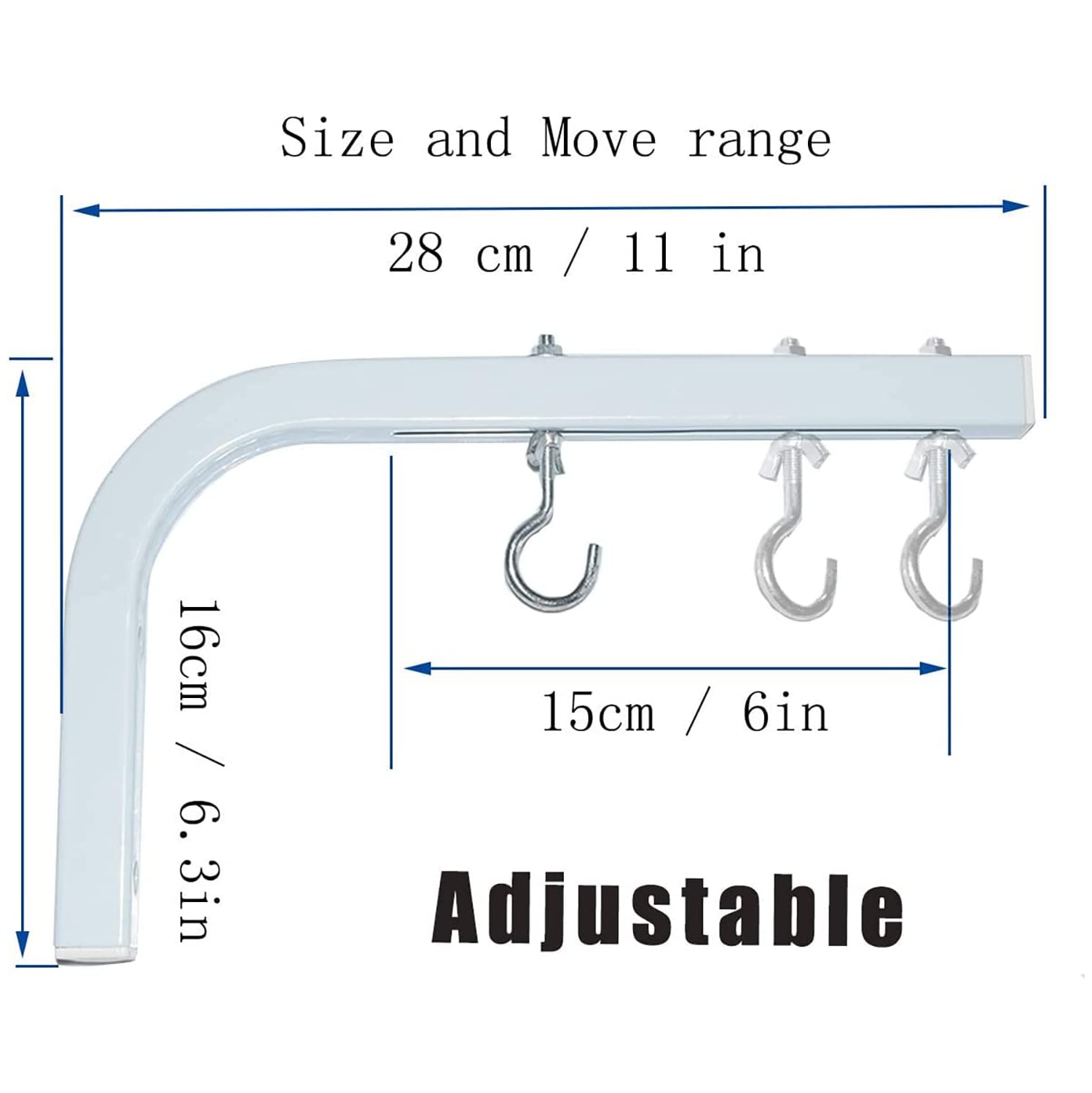 Support pour écran de projection, support en L pour écran de projection, 11 po de plus, support mural long, ajustable avec crochet, écran à spectre