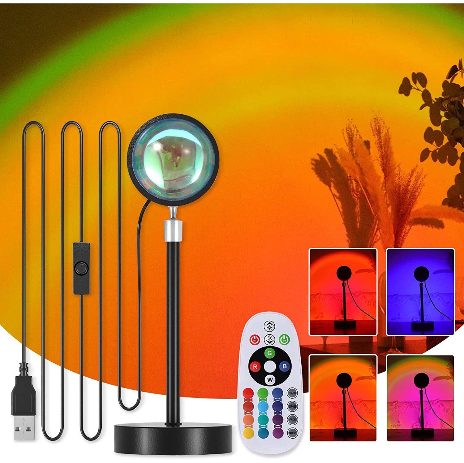 CASA Sunset Lamp Projector with 16 Colors & 4 Modes - App & Remote Control LED Projector Party Lights & Neon Lights - Sunlight Lamp Sunset Light Projector - Sun Light Sun Lamp