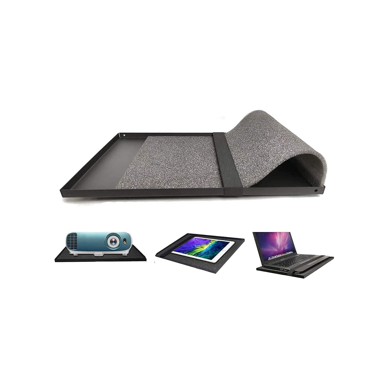 Projector Tray, 11x16inch Laptop Tray Platform Holder Pallet for 3/8' or 1/4' Screw Tripod Stand Mount Widely Use in Meeting Rooms,Studio, Outdoor,