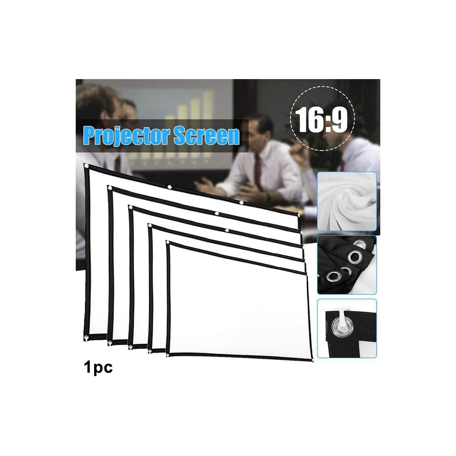 Projector Screen, White Projector Screen, 16:9 No Crease Home Theater Foldable Projection Screen 120 inch