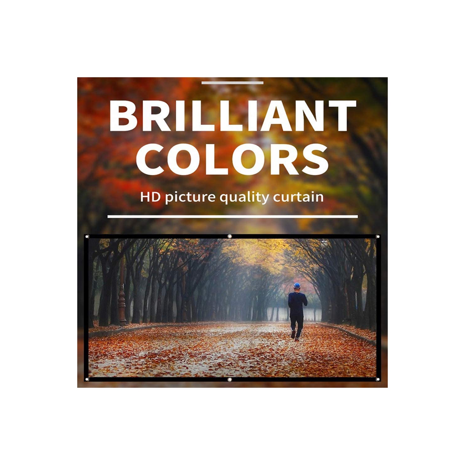 Projector Screen, White Projector Screen, 16:9 No Crease Home Theater Foldable Projection Screen 120 inch