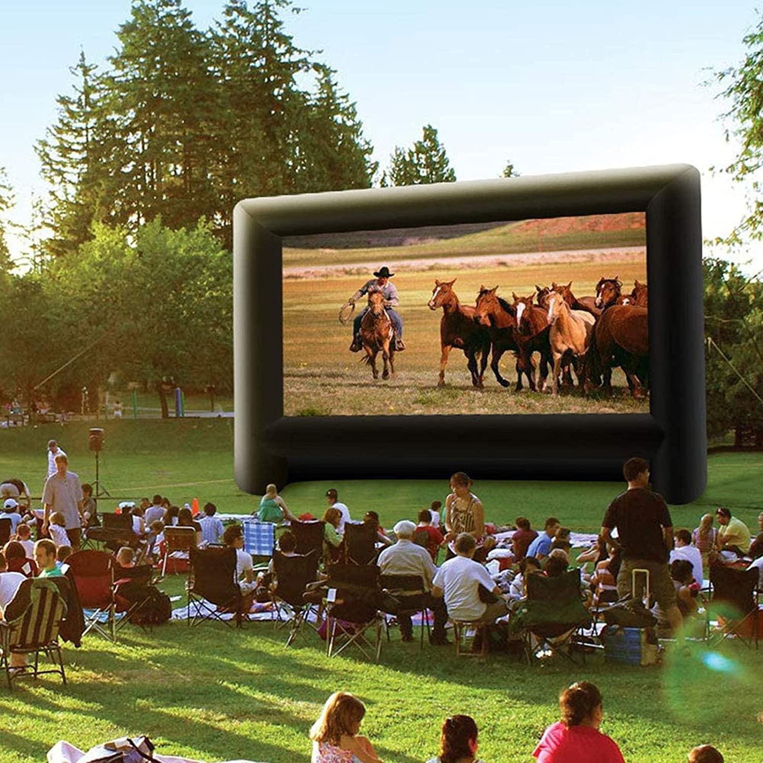 18 feet Inflatable Outdoor Projector Movie Screen - Package with Rope, Blower, Tent Stakes - Portable,Great for Outdoor and Indoor Party Backyard