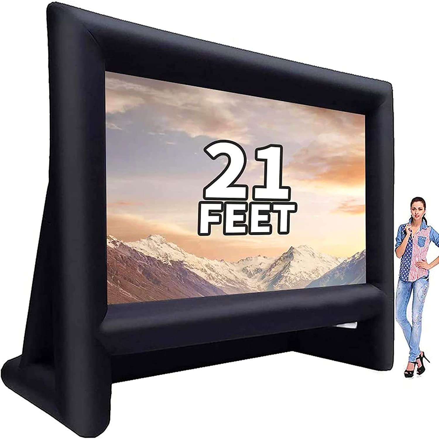21 feet Inflatable Outdoor Projector Movie Screen - Blow Up Screen for TV & Movies with Blower Portable Projection Screen for Home Theater Outdoor