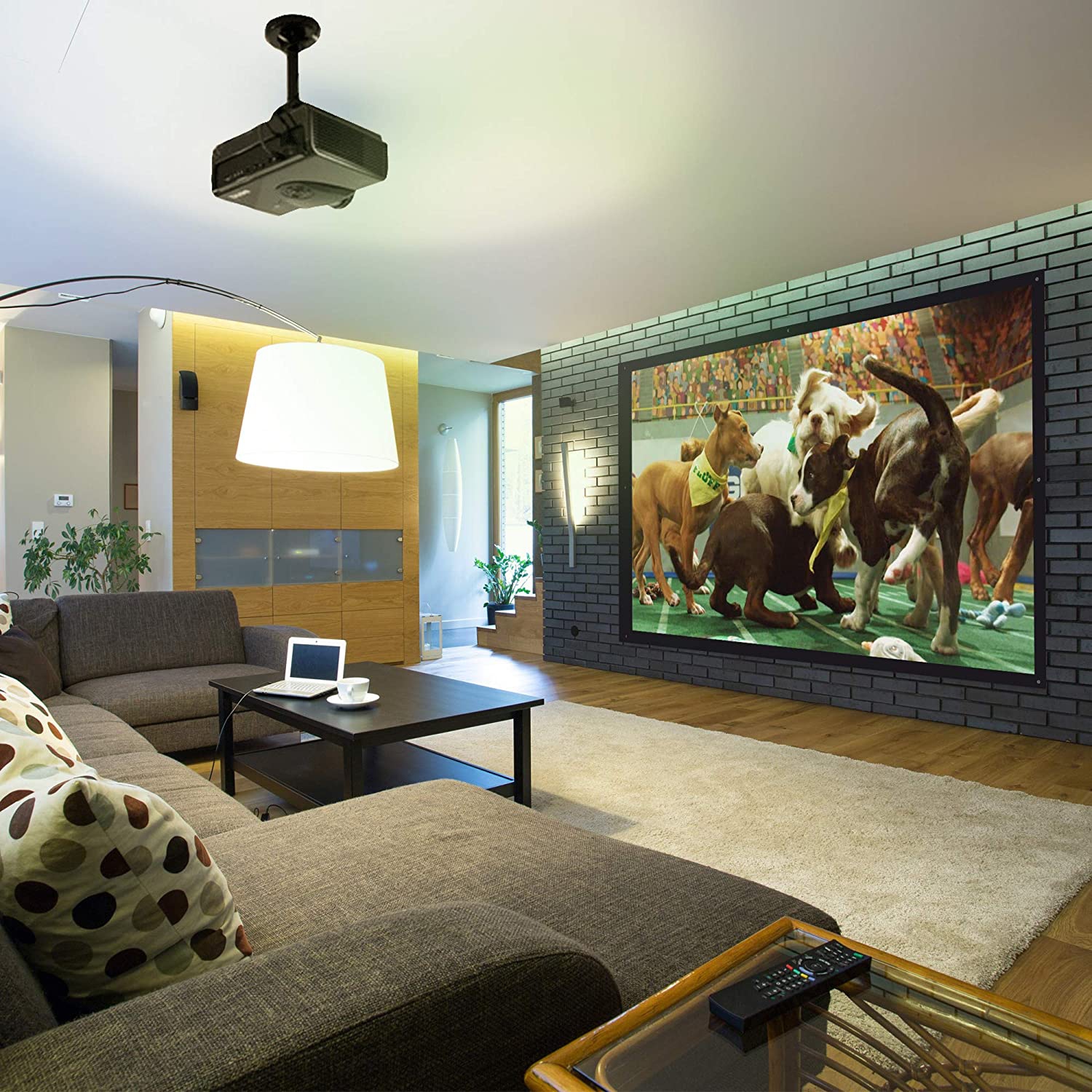 Portable Home Theater Projector Screen [100'] Foldable Anti-Crease, 16:9 HD Movie Screens Fabric for Indoor and Outdoor Projection and Camping