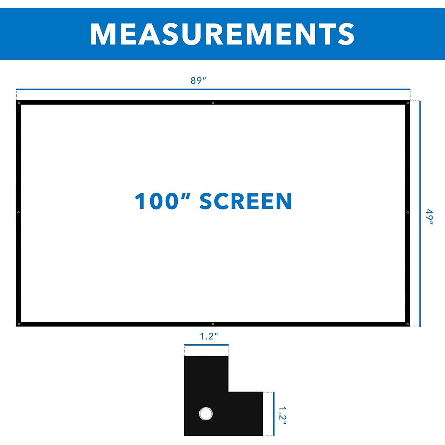 Portable Home Theater Projector Screen [100'] Foldable Anti-Crease, 16:9 HD Movie Screens Fabric for Indoor and Outdoor Projection and Camping