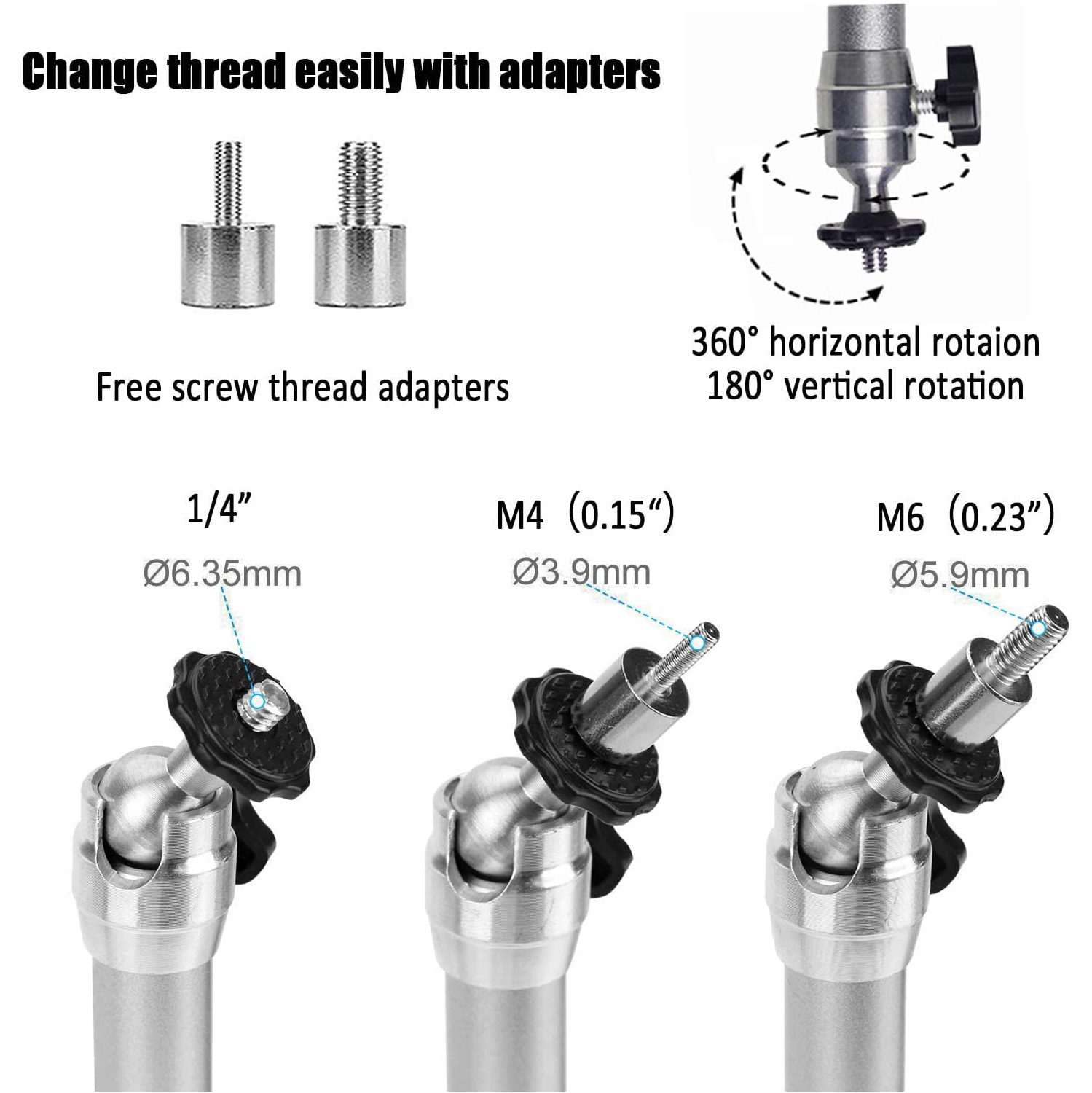 2-Be-Best Universal Projector Ceiling Mount Camera Hanger 360° Rotatable Head 180 ° Tilt Projector Wall Mount with Length 7 in /18 cm Mini Projector