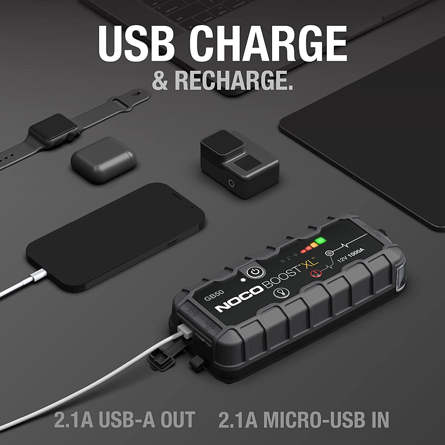 Démarreur Boost XL GB50 1500 A 12 V au lithium ultra-sécurisé