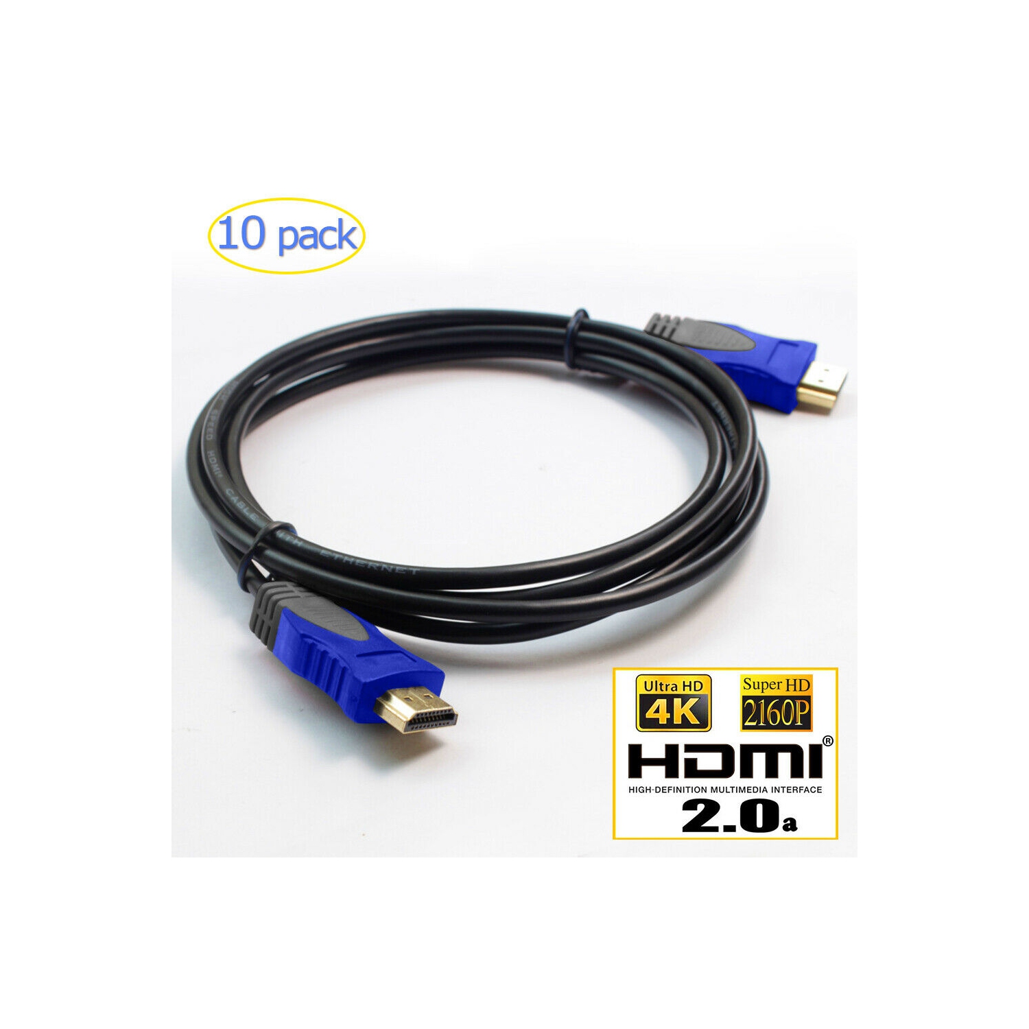 6FT 4K@60Hz Ultra HD HDMI Cable V2.0 High Speed 2160p UHD 3D CHROME HDTV Gold