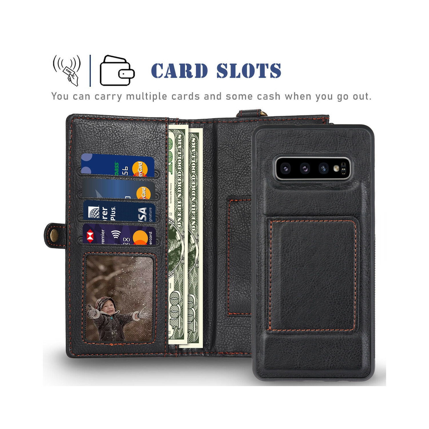 [Magnetic Closure] Folio Flip Leather Case with Card Slot for Galaxy S10 10+ 10e