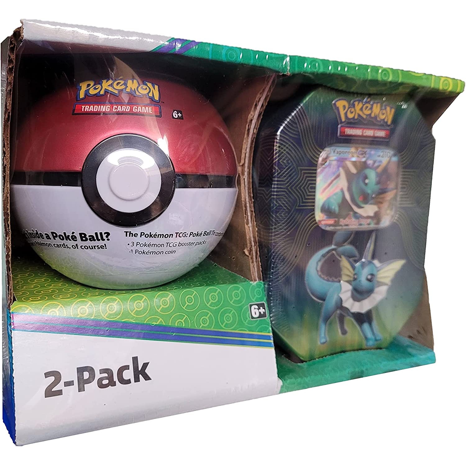 Pokemon GX Tin and Pokeball 2 Pack Combo - Vaporeon