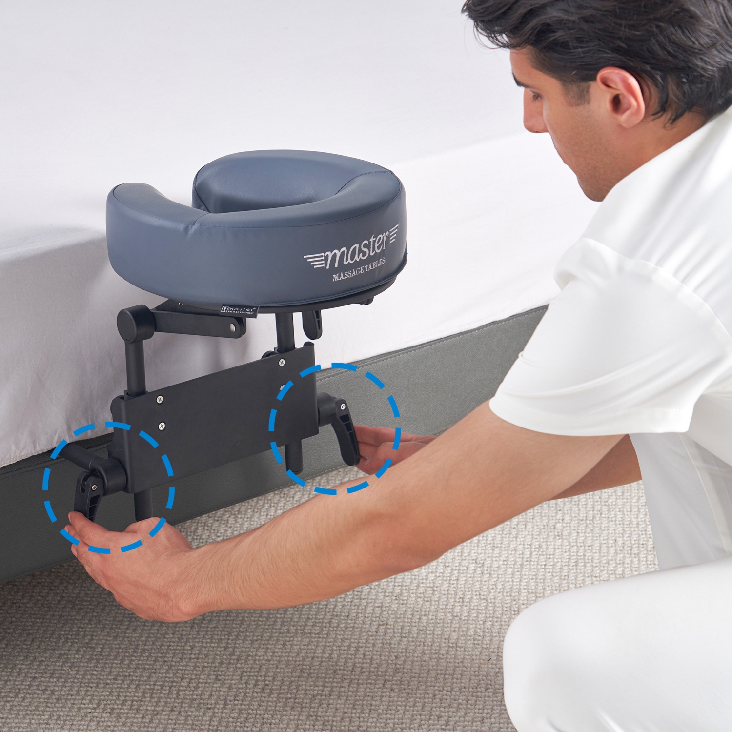 Home Massage Utilisation Matelas Sommeil, trousse massage, appuie-tête réglable, berceau et support coussiné pour le visage de Master Massage