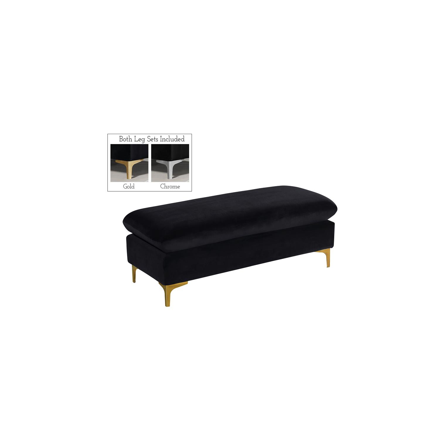 Meridian Furniture Naomi Black Velvet Ottoman