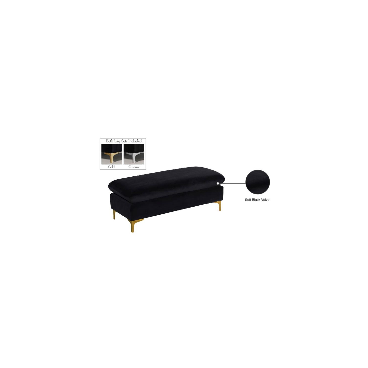 Meridian Furniture Naomi Black Velvet Ottoman