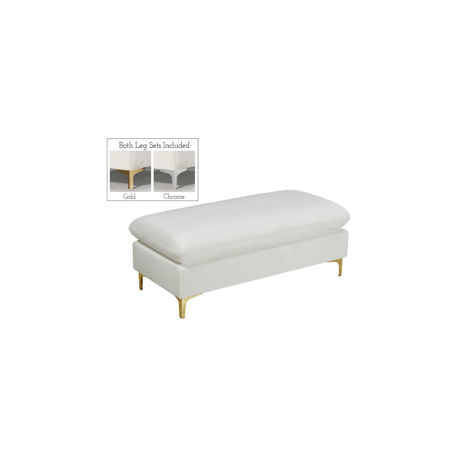 Meridian Furniture Naomi Cream Velvet Ottoman