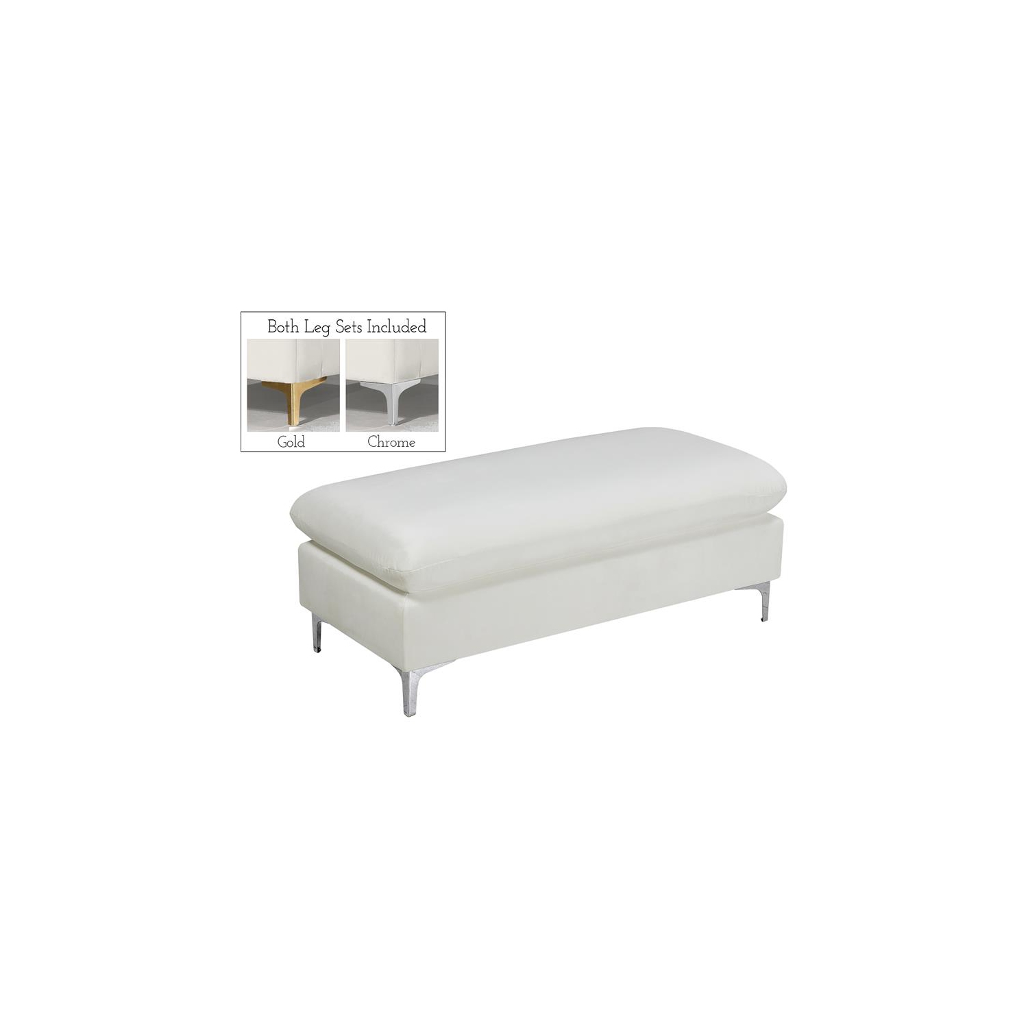 Meridian Furniture Naomi Cream Velvet Ottoman