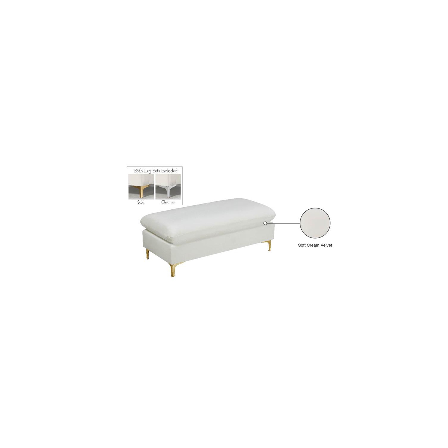 Meridian Furniture Naomi Cream Velvet Ottoman