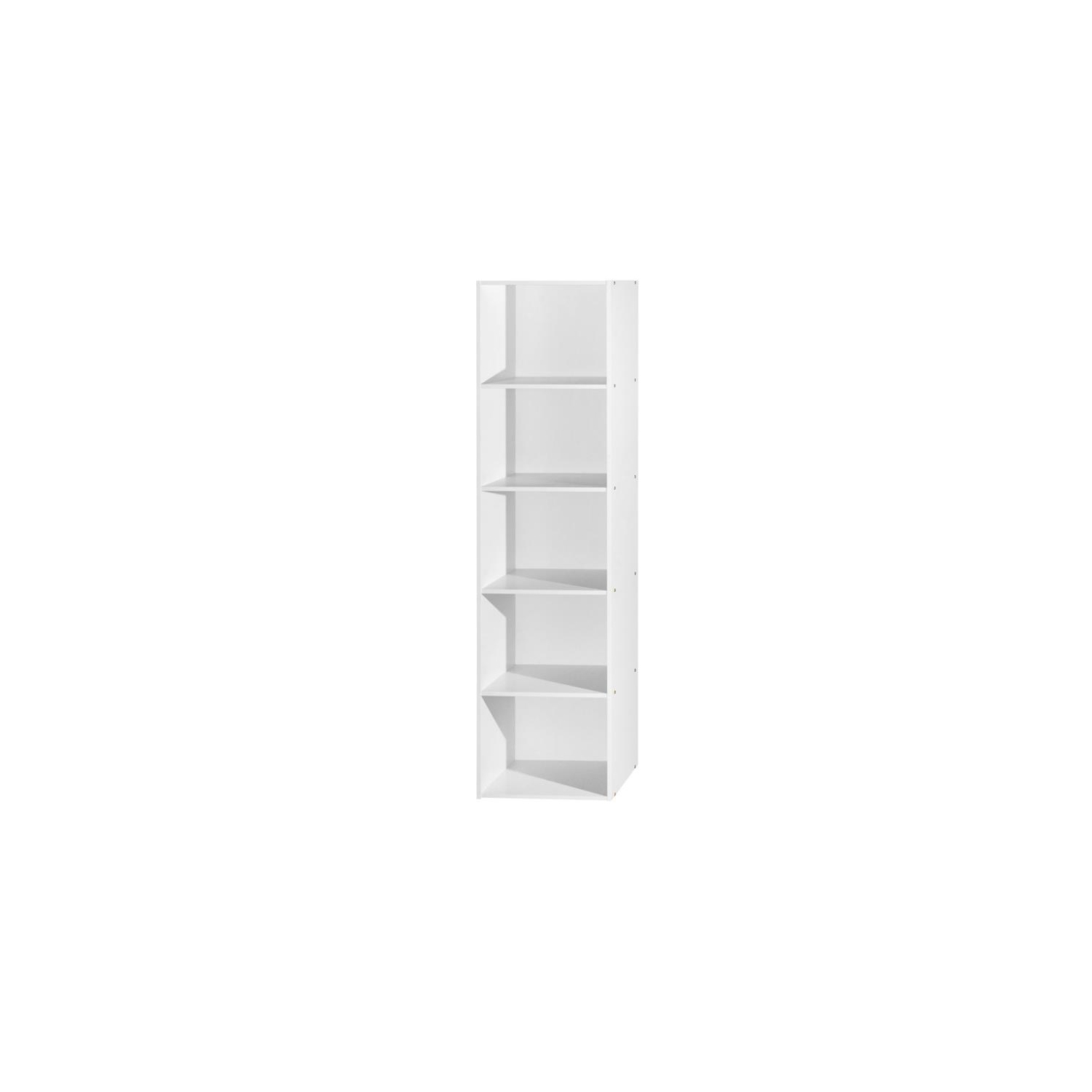 Hodedah Five Shelf Multi-Purpose Wooden Bookcase in White Finish