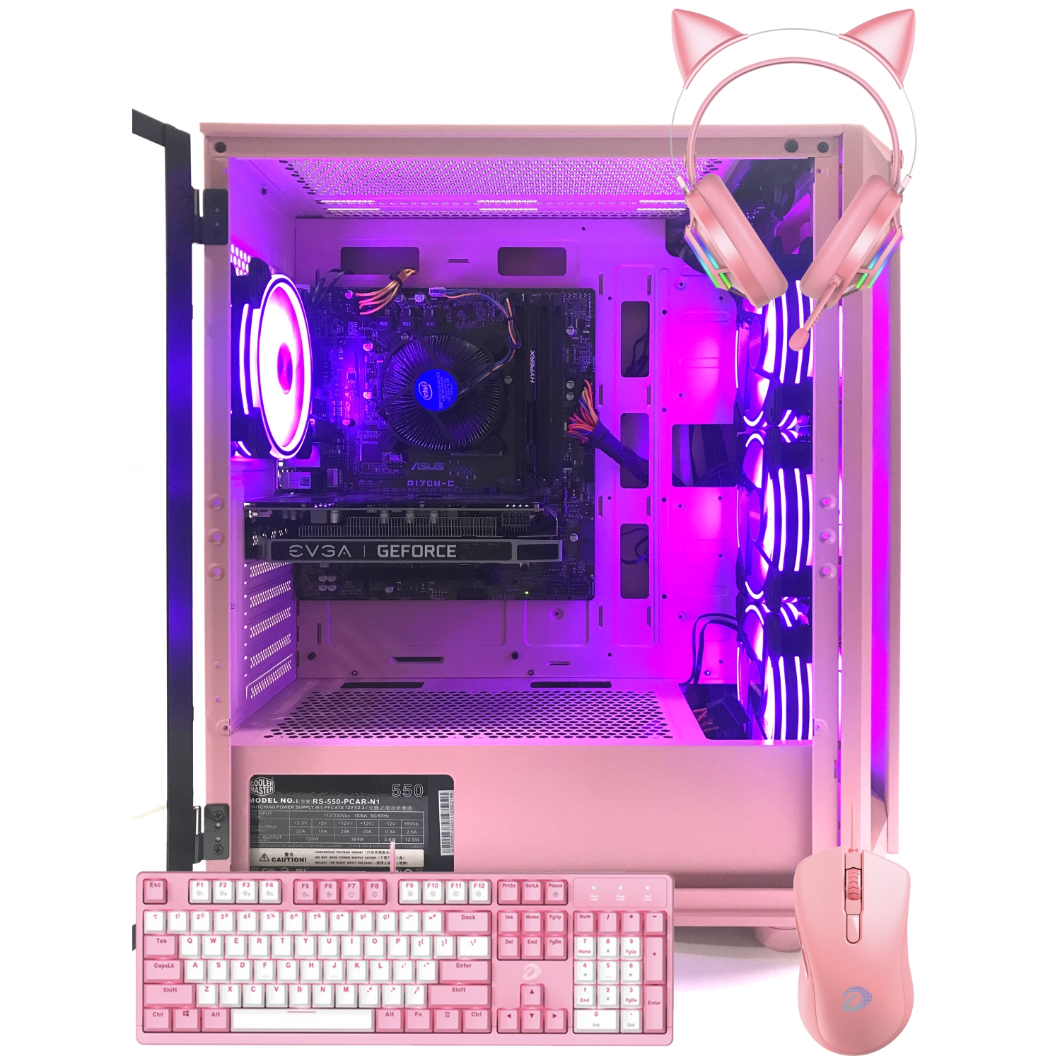 Gaming Pink Setup Desktop Tower PC-Intel Core i7 32 GB RAM + 1TB 