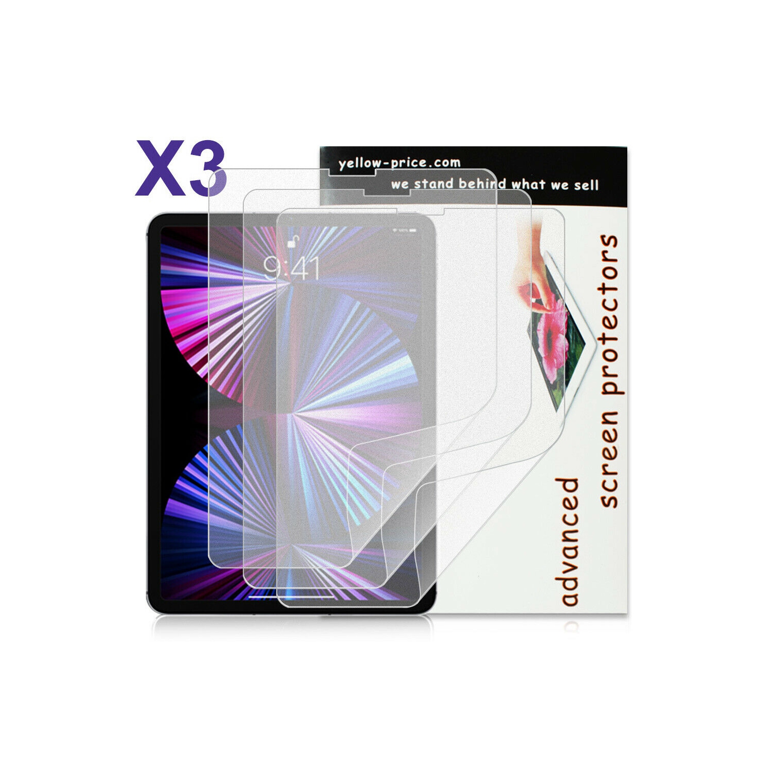 Protecteur d'écran pour iPad 7.9 9.7 10.2 10.5 11 12.9, qualité supérieure, PET, paq./3