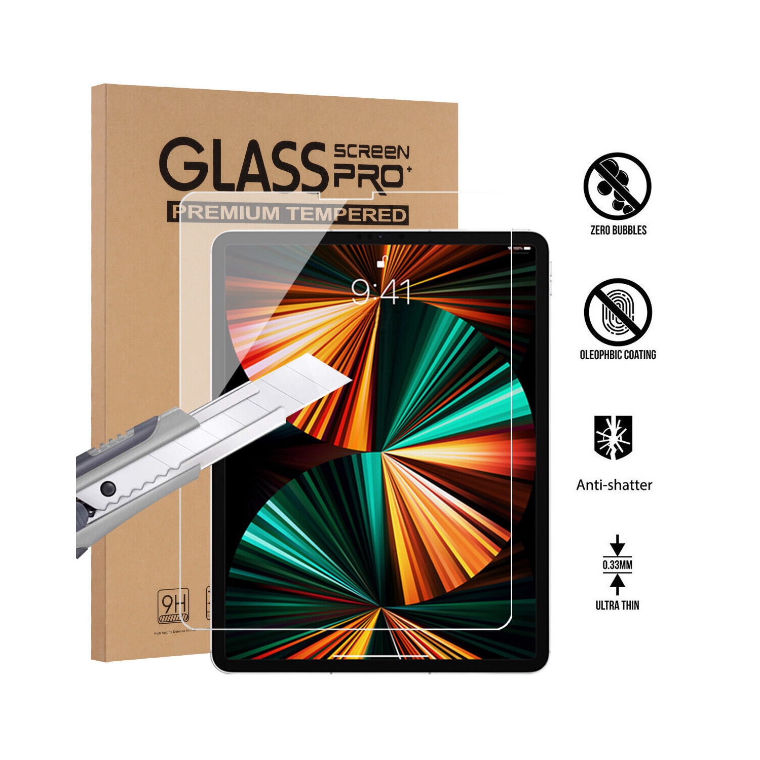 Protecteur d'écran pour iPad 7.9 9.7 10.2 10.5 11 12.9, qualité supérieure, PET, paq./3