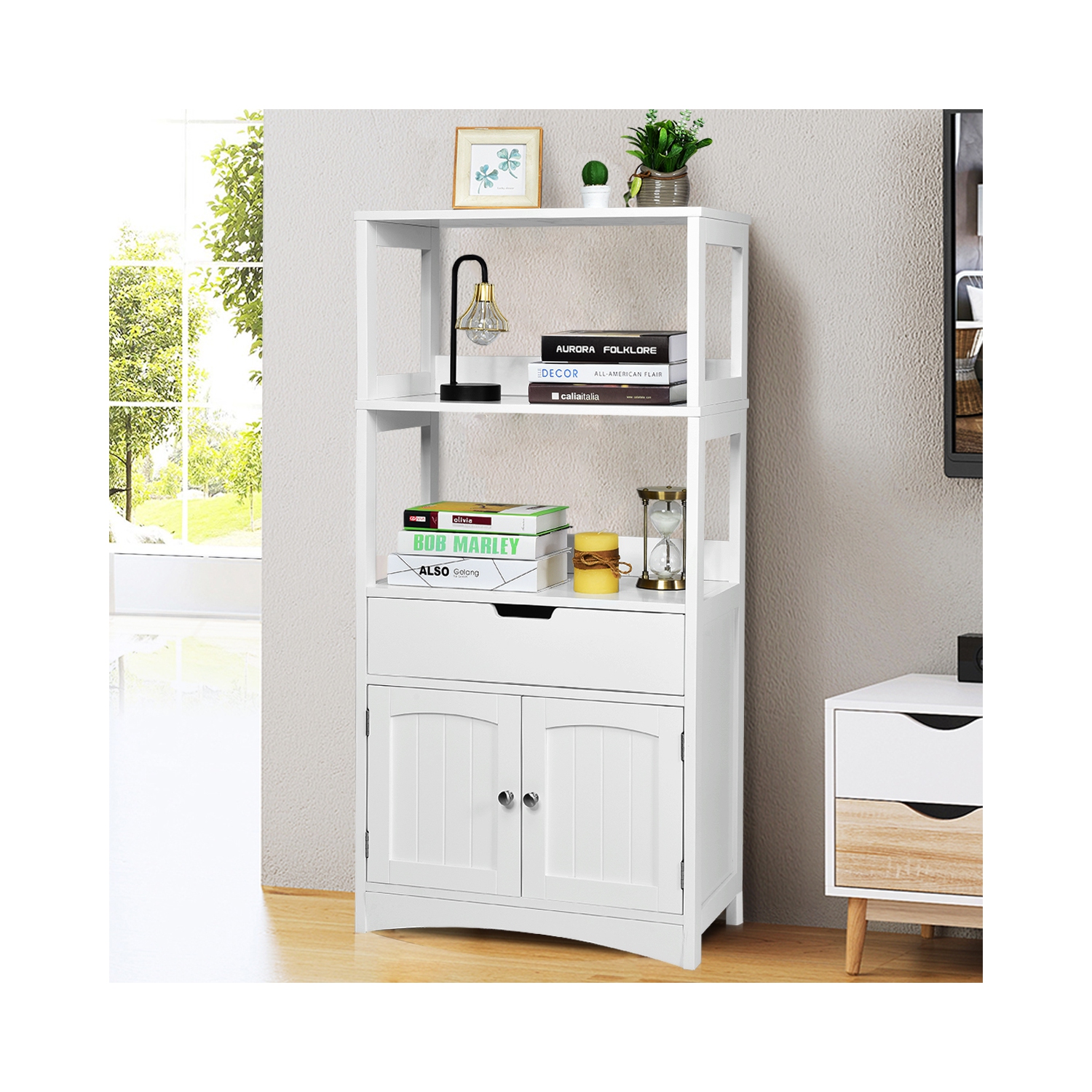 Topbuy Storage Cabinet Organizer with Drawer & Shelves