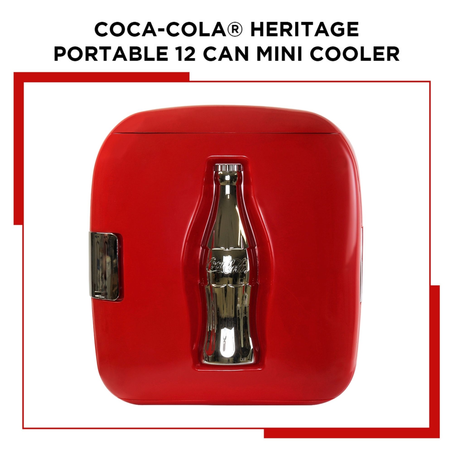Coca-Cola Heritage 12 Can Portable Mini Fridge 12V DC 110V AC Cooler/Warmer 7.9L, Personal Travel Fridge, Drinks Snacks Lunch Takeout, Includes 12V