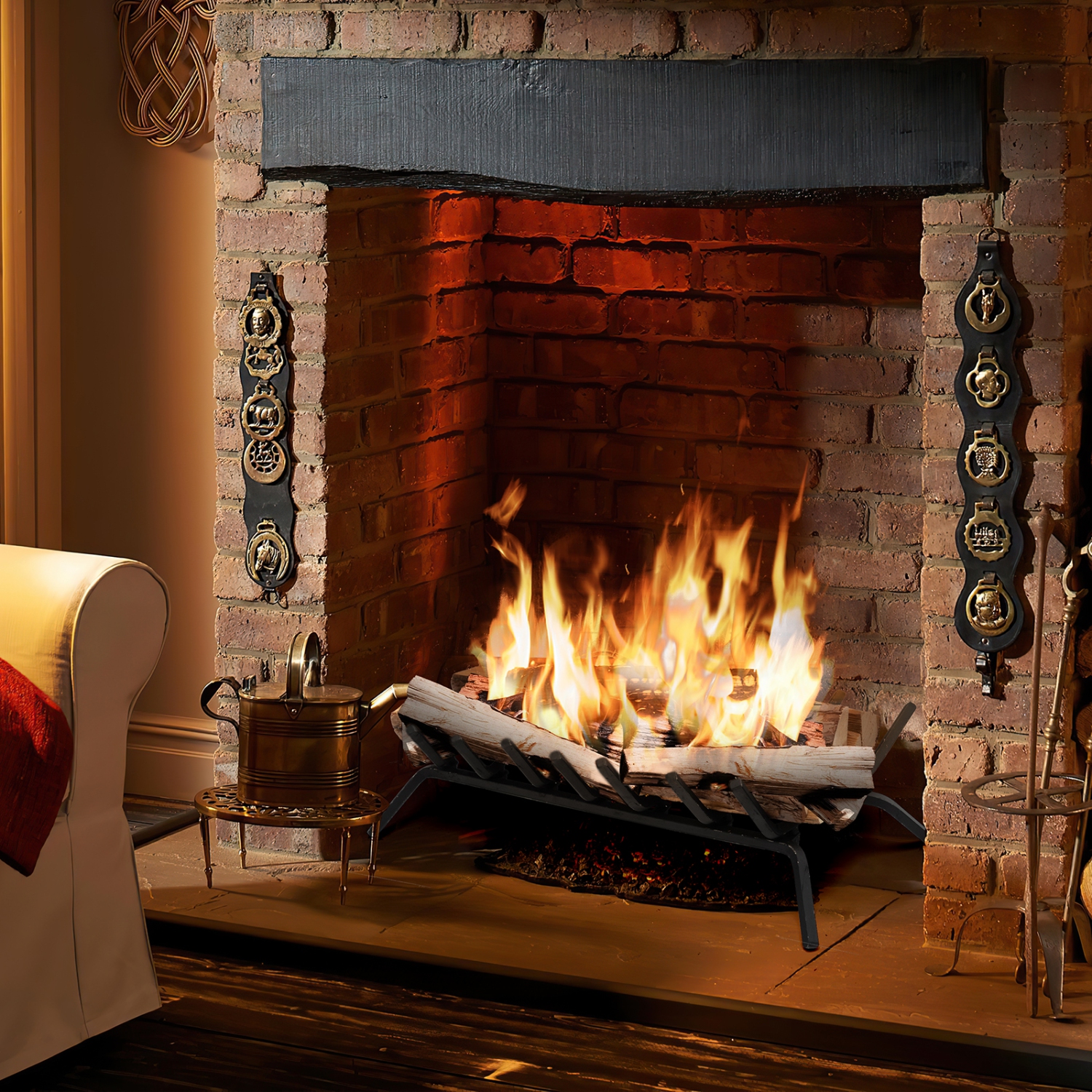 Topbuy 31/25/18-Inch Fireplace Log Grate Heavy Duty Solid Steel Fireplace Log Holder with 7 1/2" Steel Bars Indoor Outdoor Grill Fireplace Log Grate