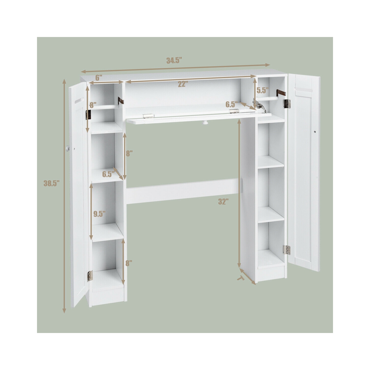 Armoire en bois pour la salle de bain de TopBuy armoire avec porte basculante, blanc