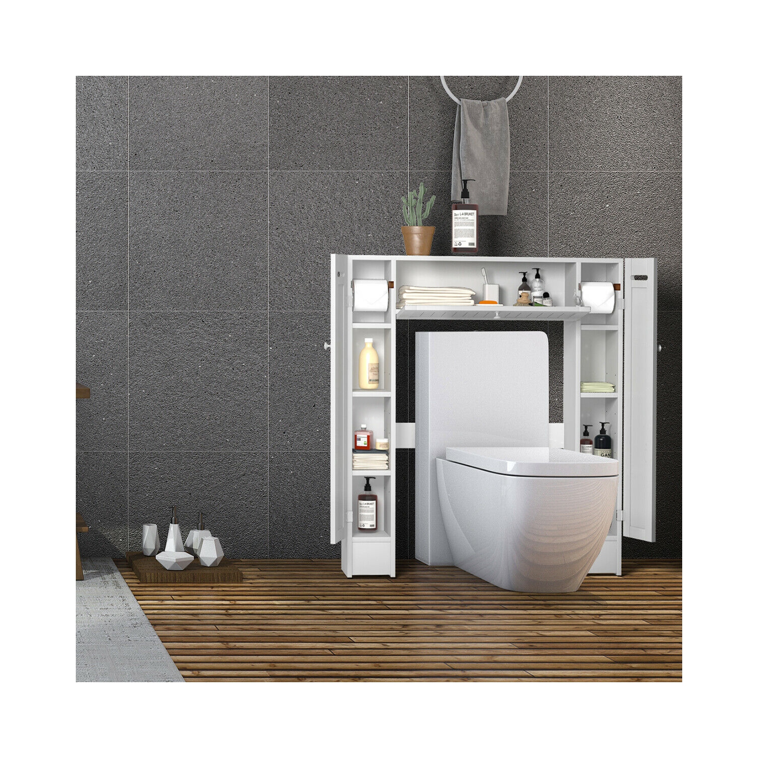 Armoire en bois pour la salle de bain de TopBuy armoire avec porte basculante, blanc