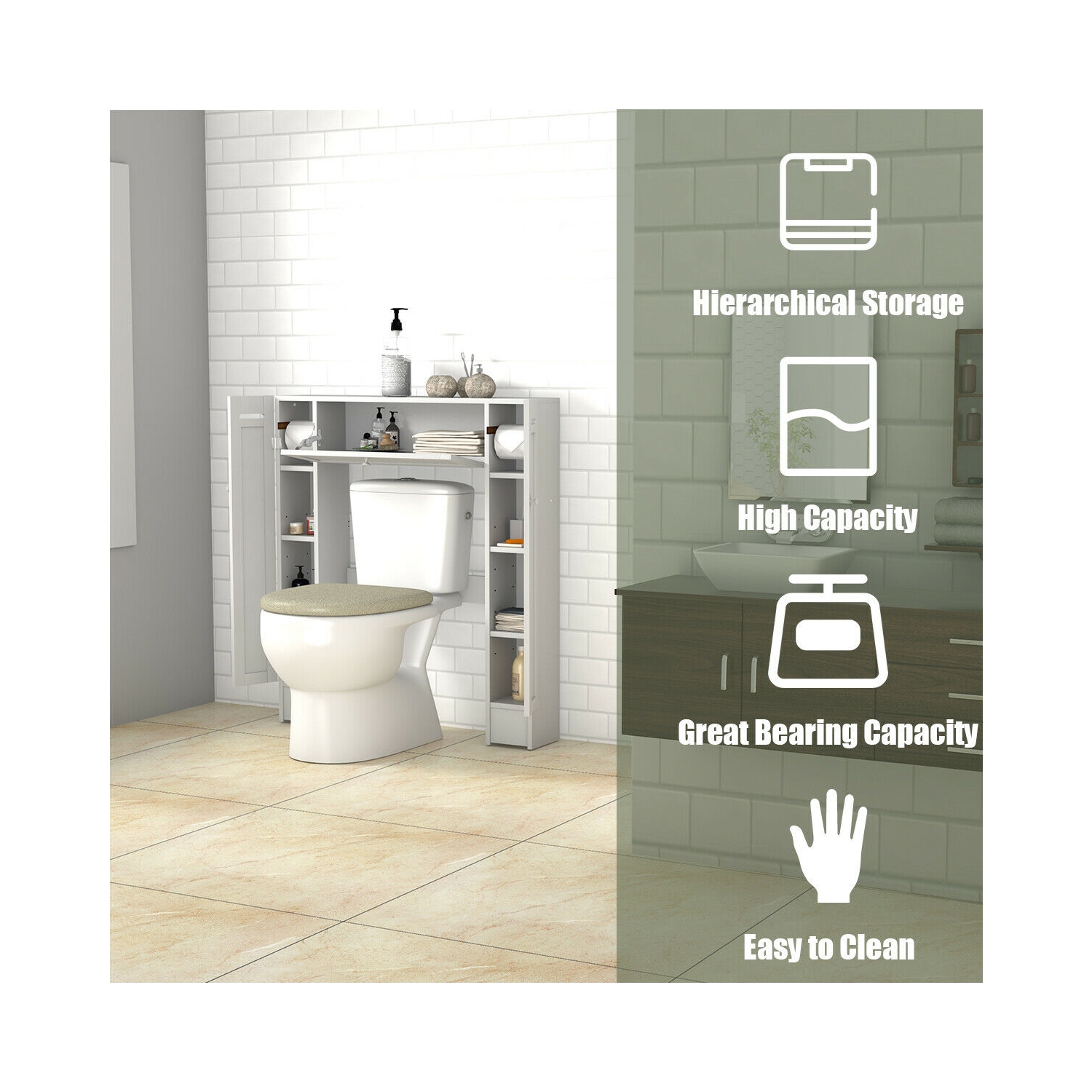 Armoire en bois pour la salle de bain de TopBuy armoire avec porte basculante, blanc