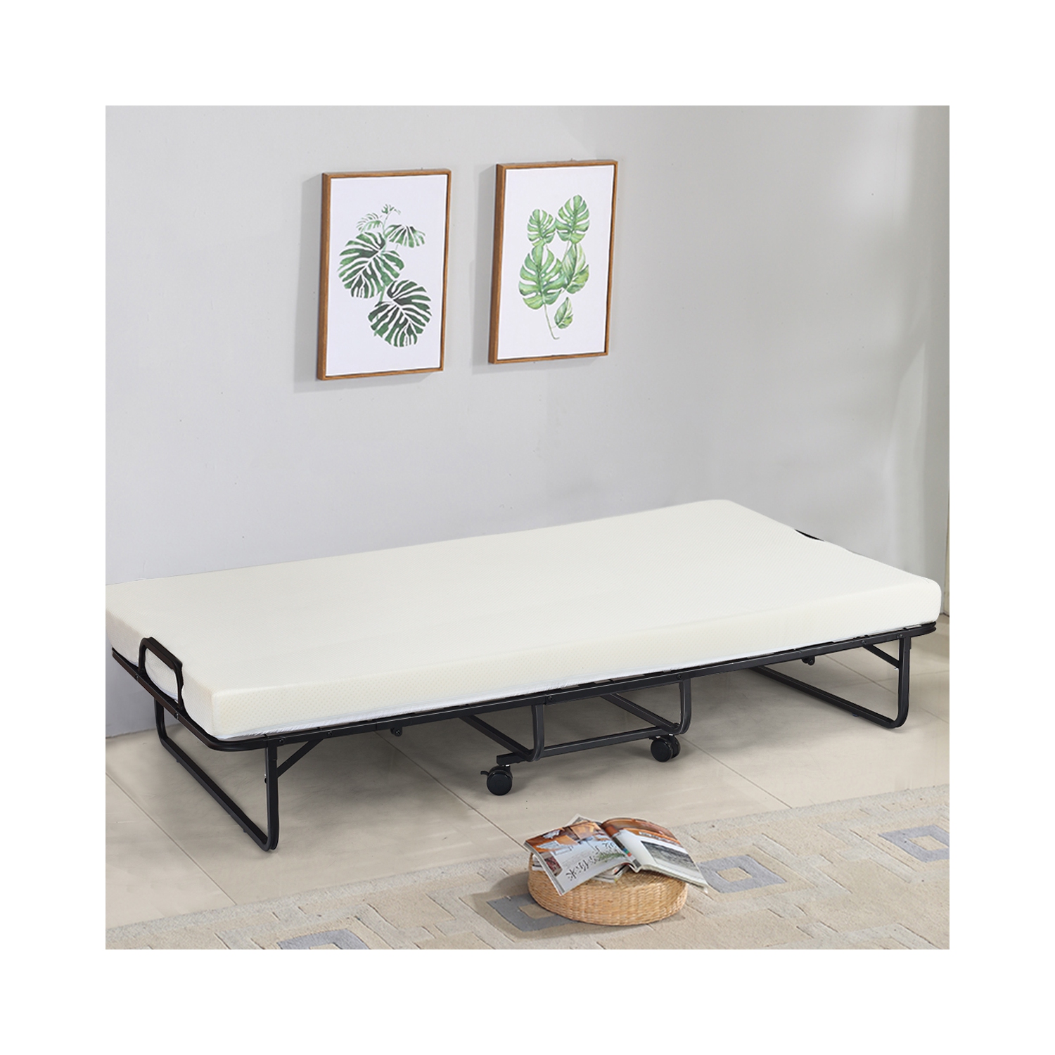 Topbuy Folding Bed with Memory Foam Mattress Rollaway Guest Bed Daybed