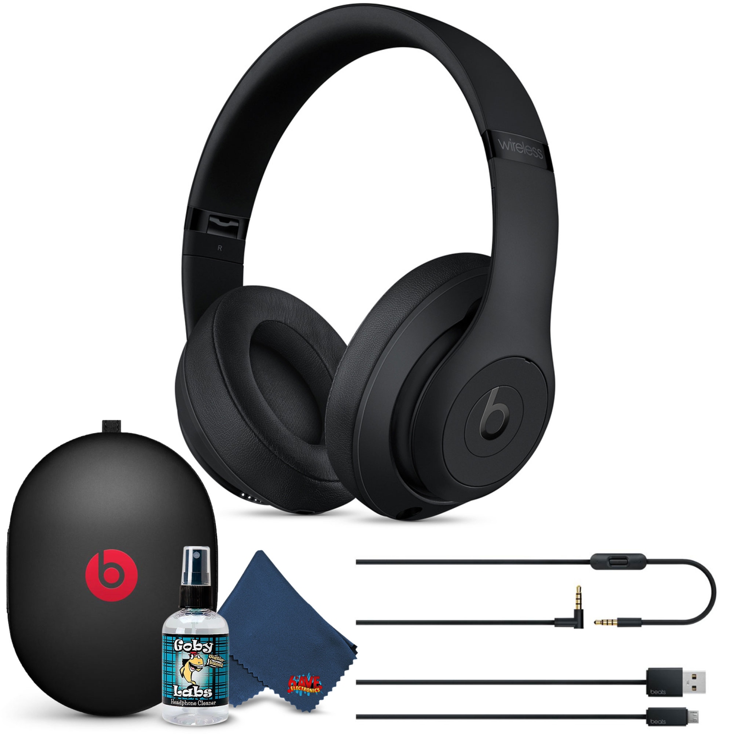 Beats Studio3 Wireless Headphones with 6Ave Cleaning Kit
