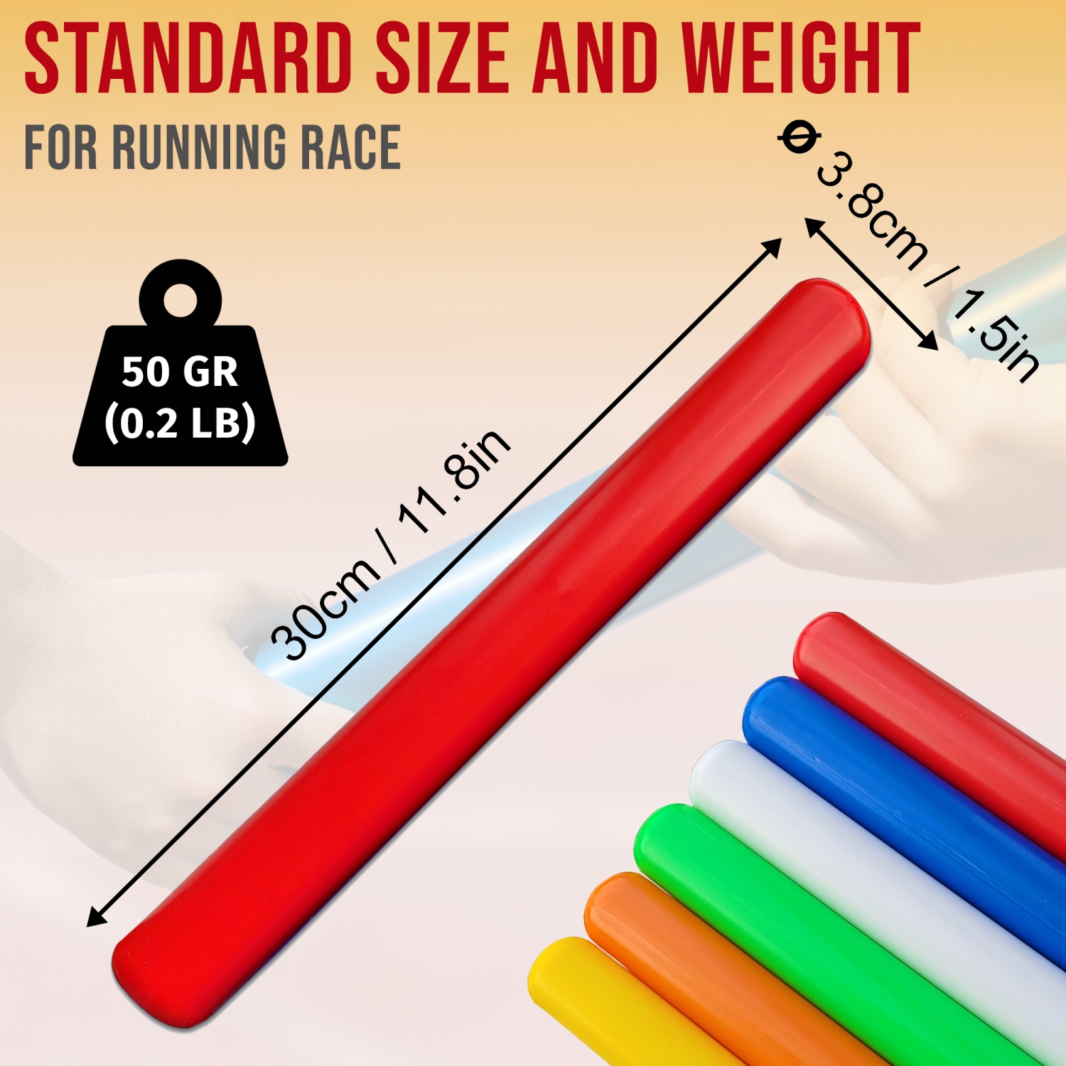 PRISP 6&nbsp;Bâtons de Relais - Ensemble de Six Bâtons Creux et Colorés pour L’athlétisme