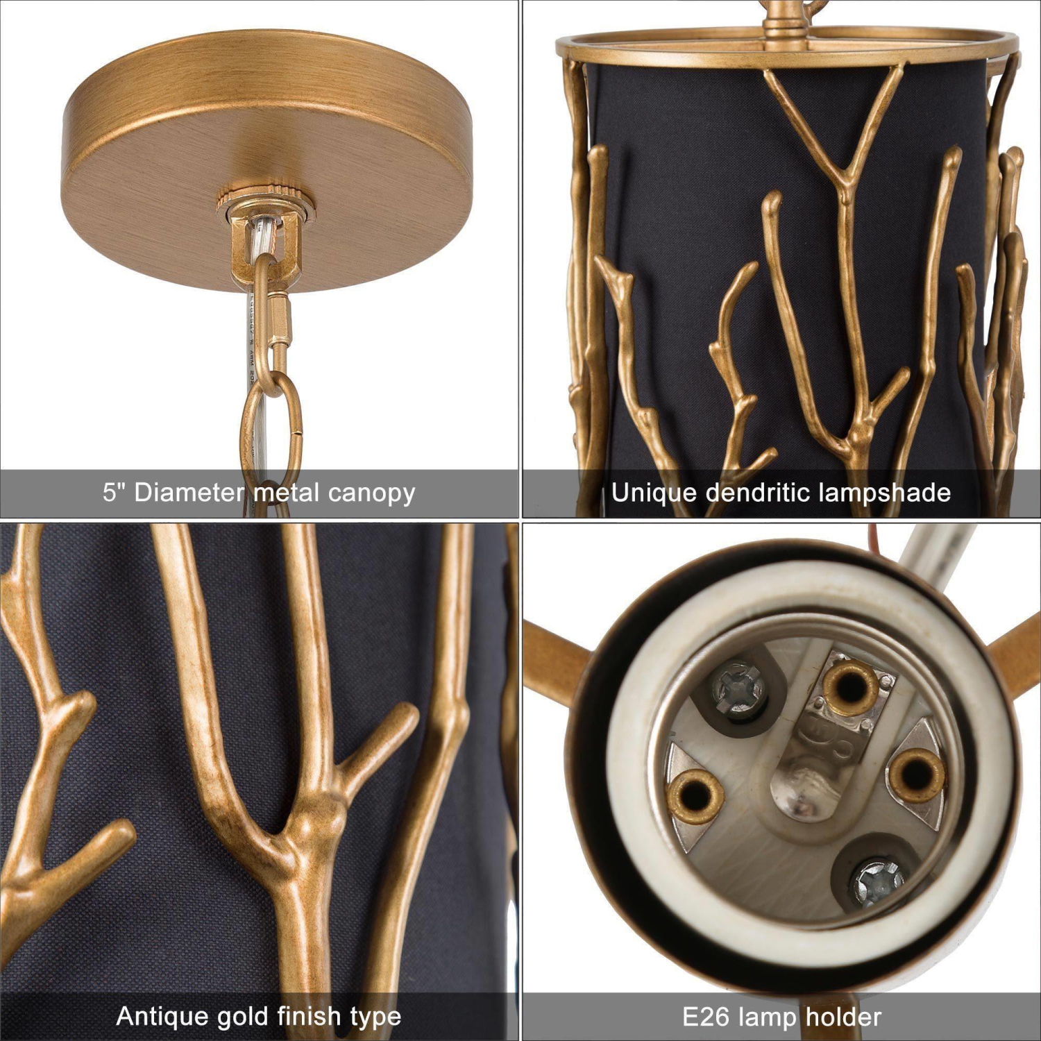 Modern Gold 1-Light Cylinder Shaded Pendant for Kitchen Island