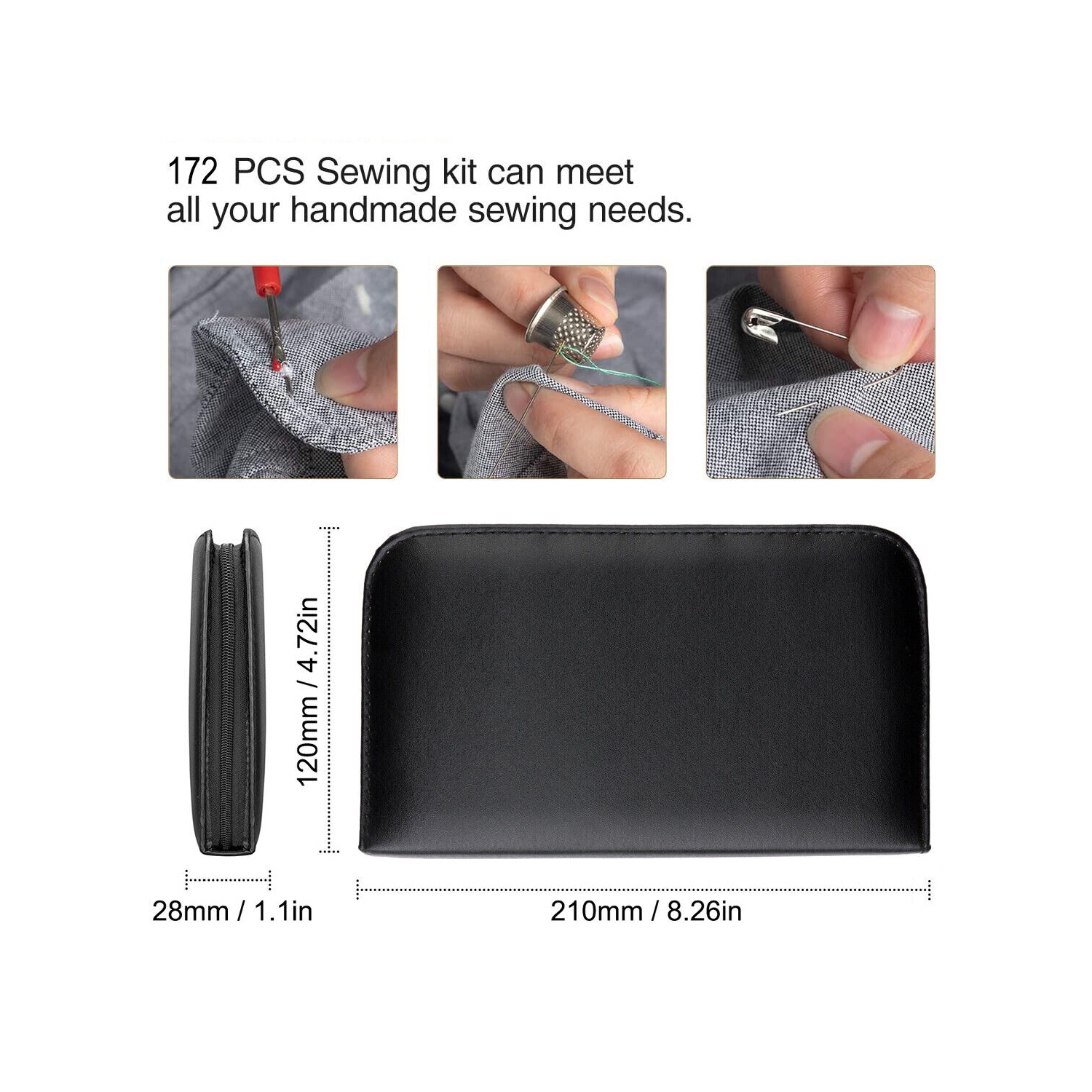 Sewing KIT Thread Spools Sewing Tool Kit with PU Case for Home,Travel,Emergency