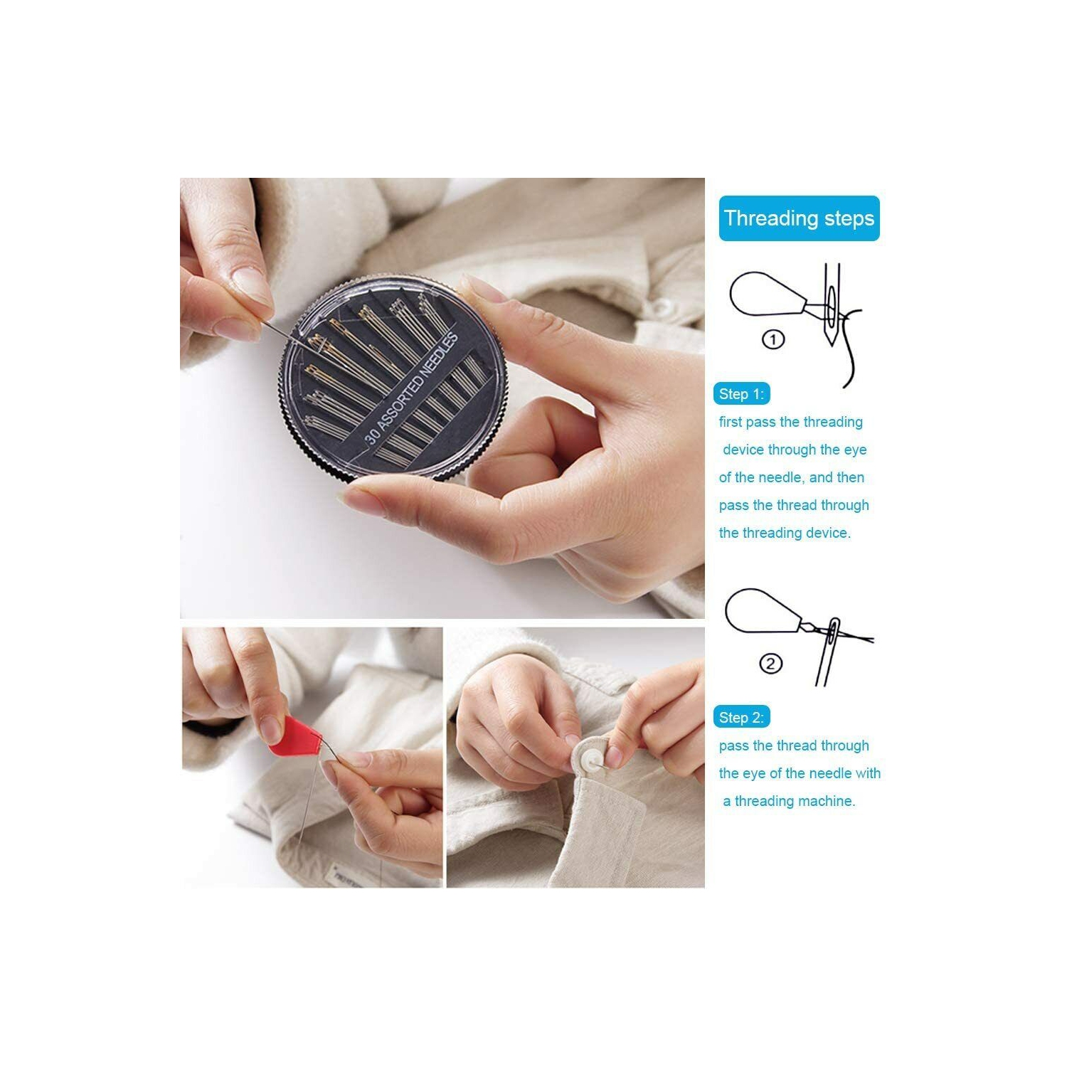 Sewing KIT Thread Spools Sewing Tool Kit with PU Case for Home,Travel,Emergency