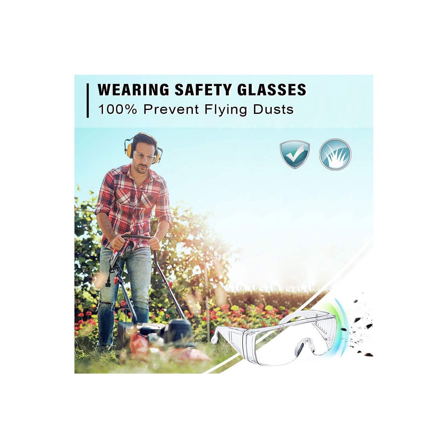Safety Glasses Over Glasses Goggles Protective Eyewear for Work Lab Men Women CA