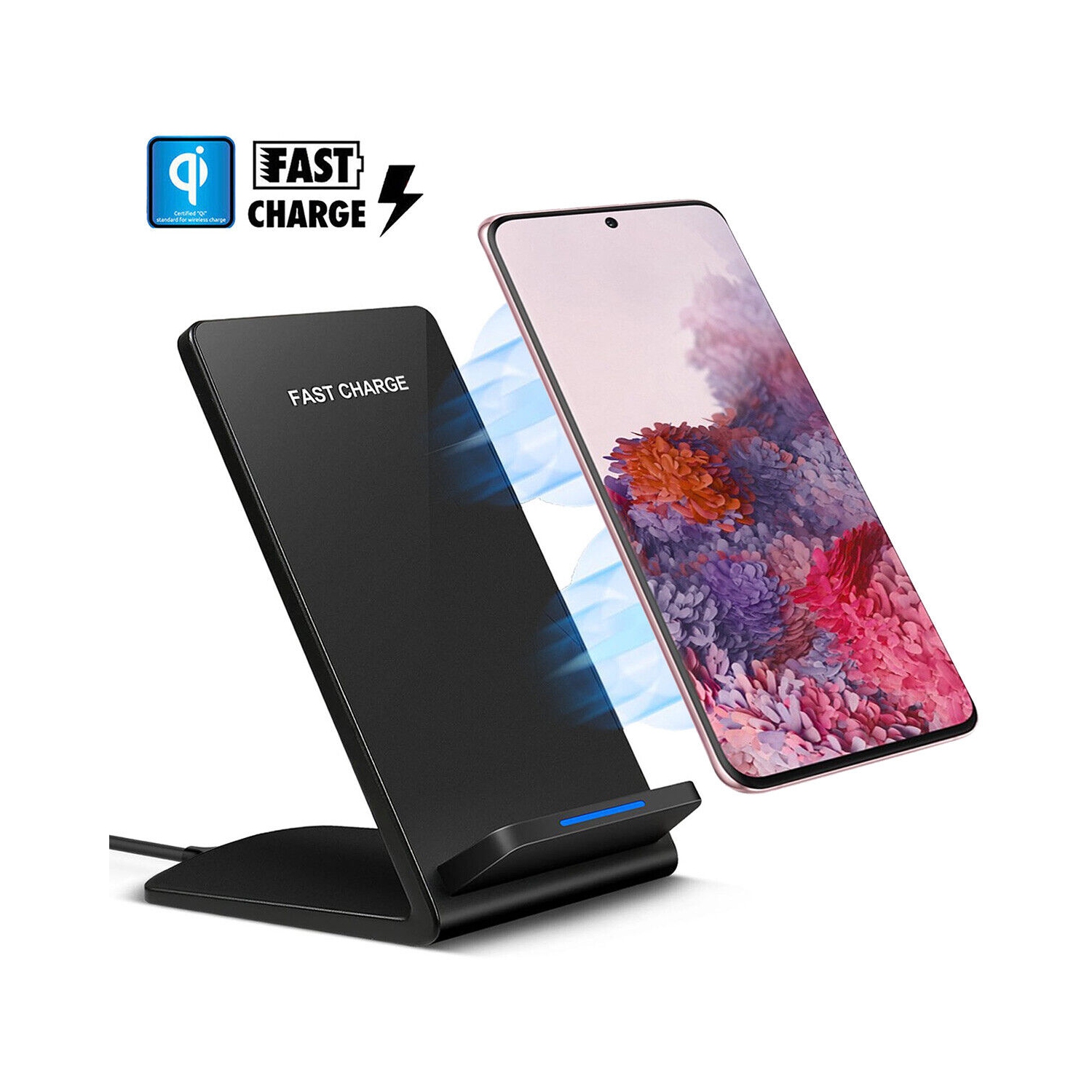 15W Max Qi-Certified Fast Wireless Charging Stand for Galaxy S20+ 10 9 Note 10 9