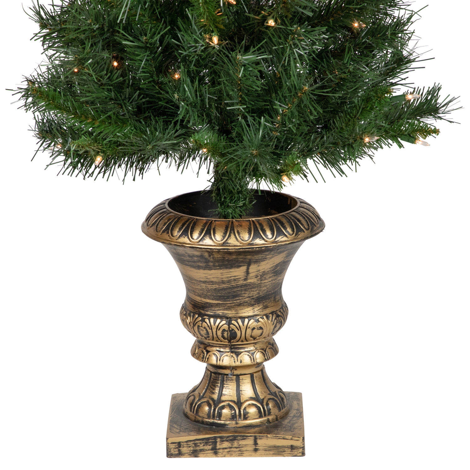 Pre-Lit Battery Operated Norwich Pine Artificial Christmas Entryway Set - 5-Piece - Clear Lights