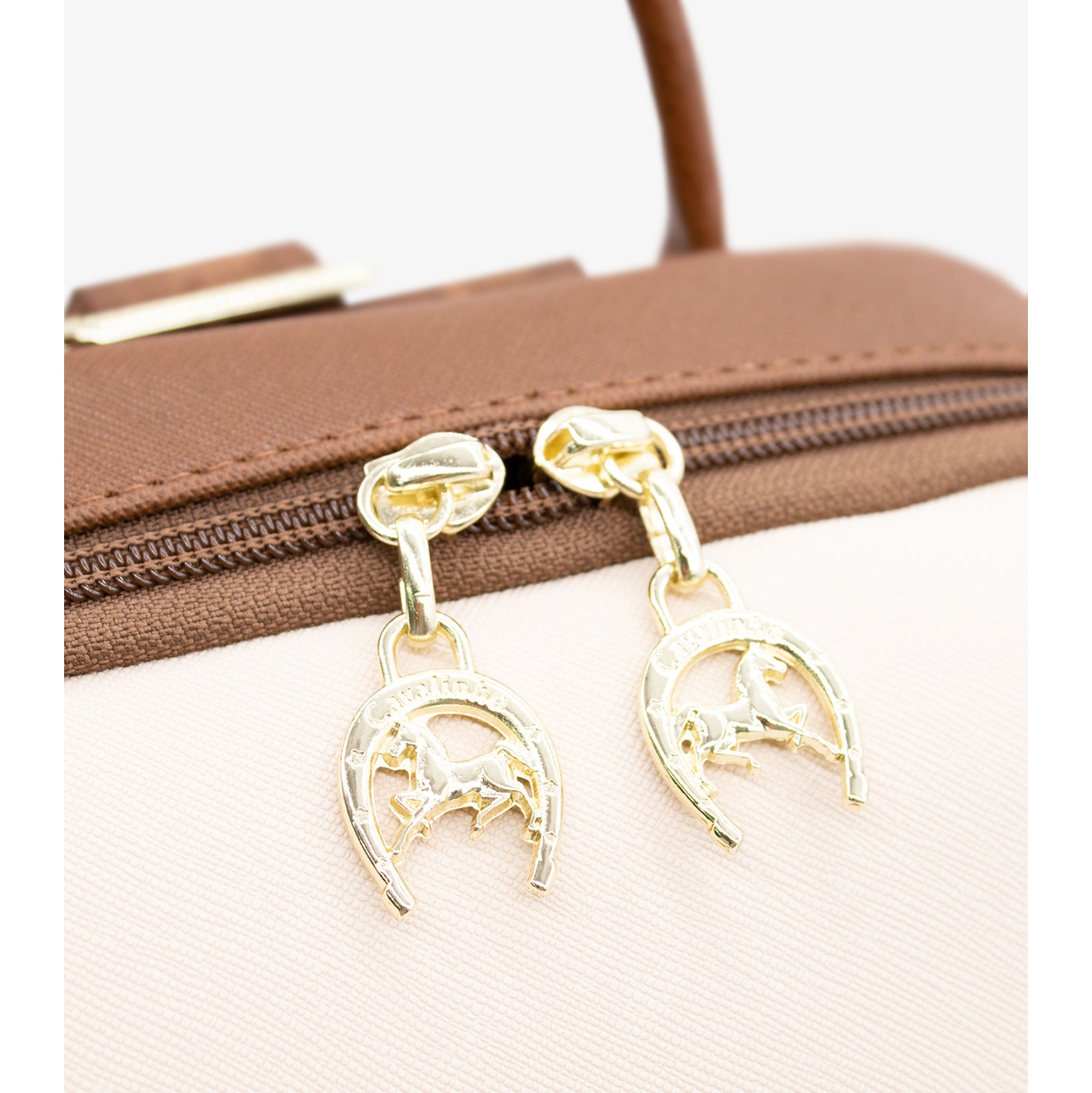 Cavalinho Ciao Bella Backpack - Saddle Brown, Off White, Beige - Leather and Canvas