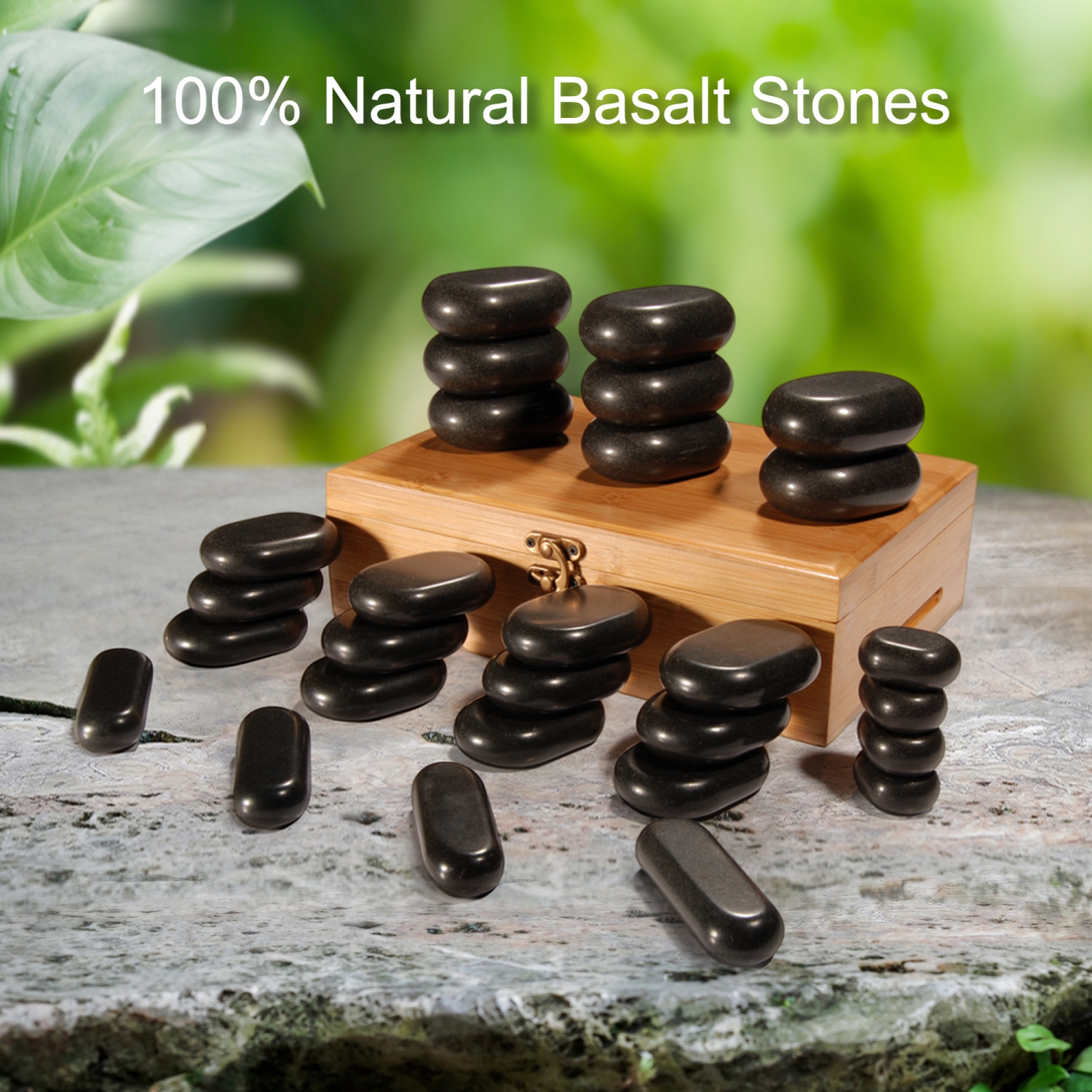 Master Massage 28-Piece Hot Stone Set – Basalt Rocks for Professional & Home Spa Therapy, Healing & Pain Relief