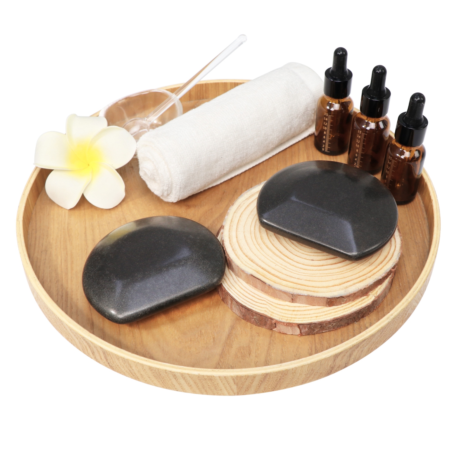 Master Massage 2-Piece Large Three Quarter Round Circle Circular Contour Hot Stones Set - Trigger Point and Acupressure Tools-Black Massage Tool