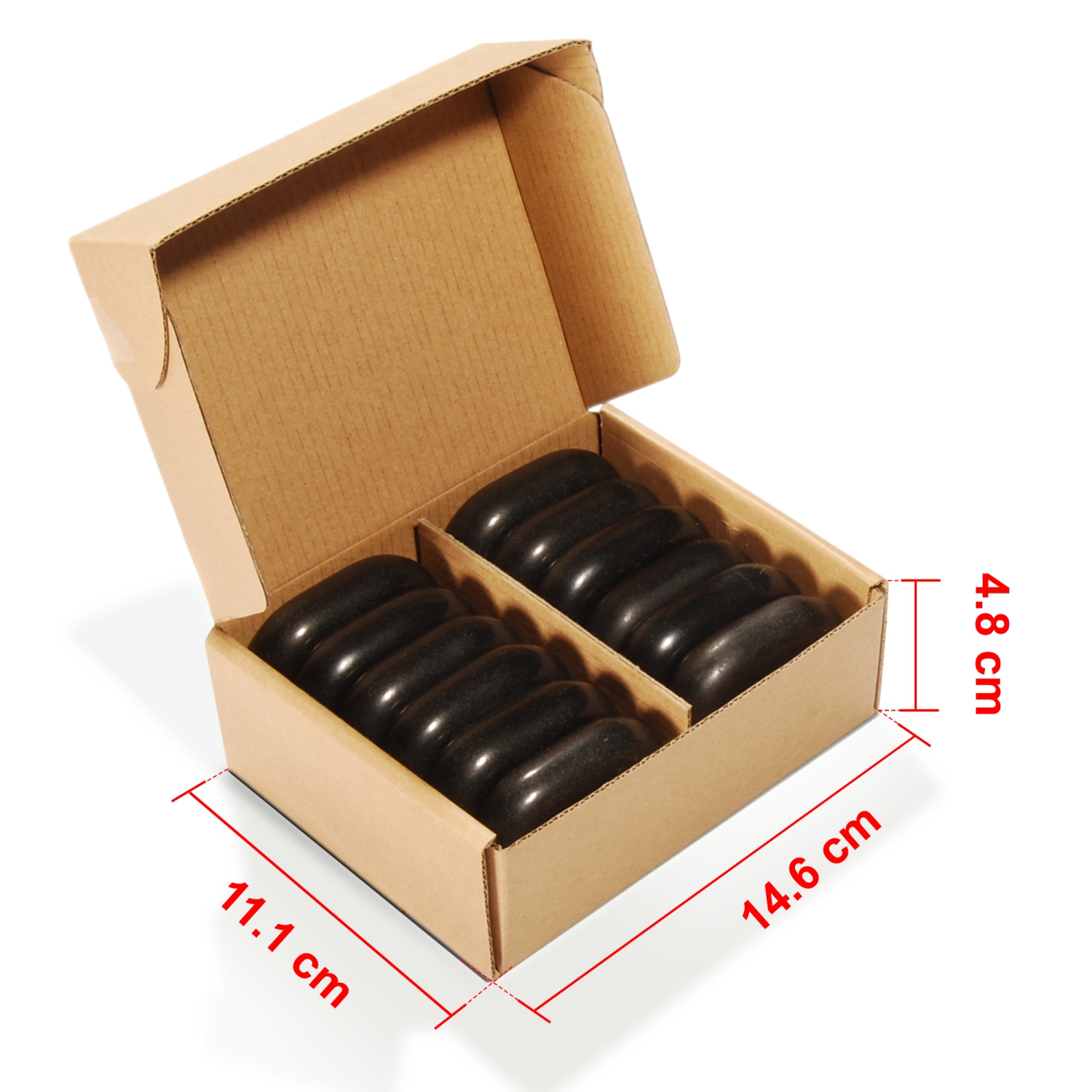 Ensemble de massage à pierre chaude Ovular noire de 12 pièces de Master Massage – Pierres ovales de taille moyenne 2,6 x 1,9 x 0,7&nbsp;po – Pierres