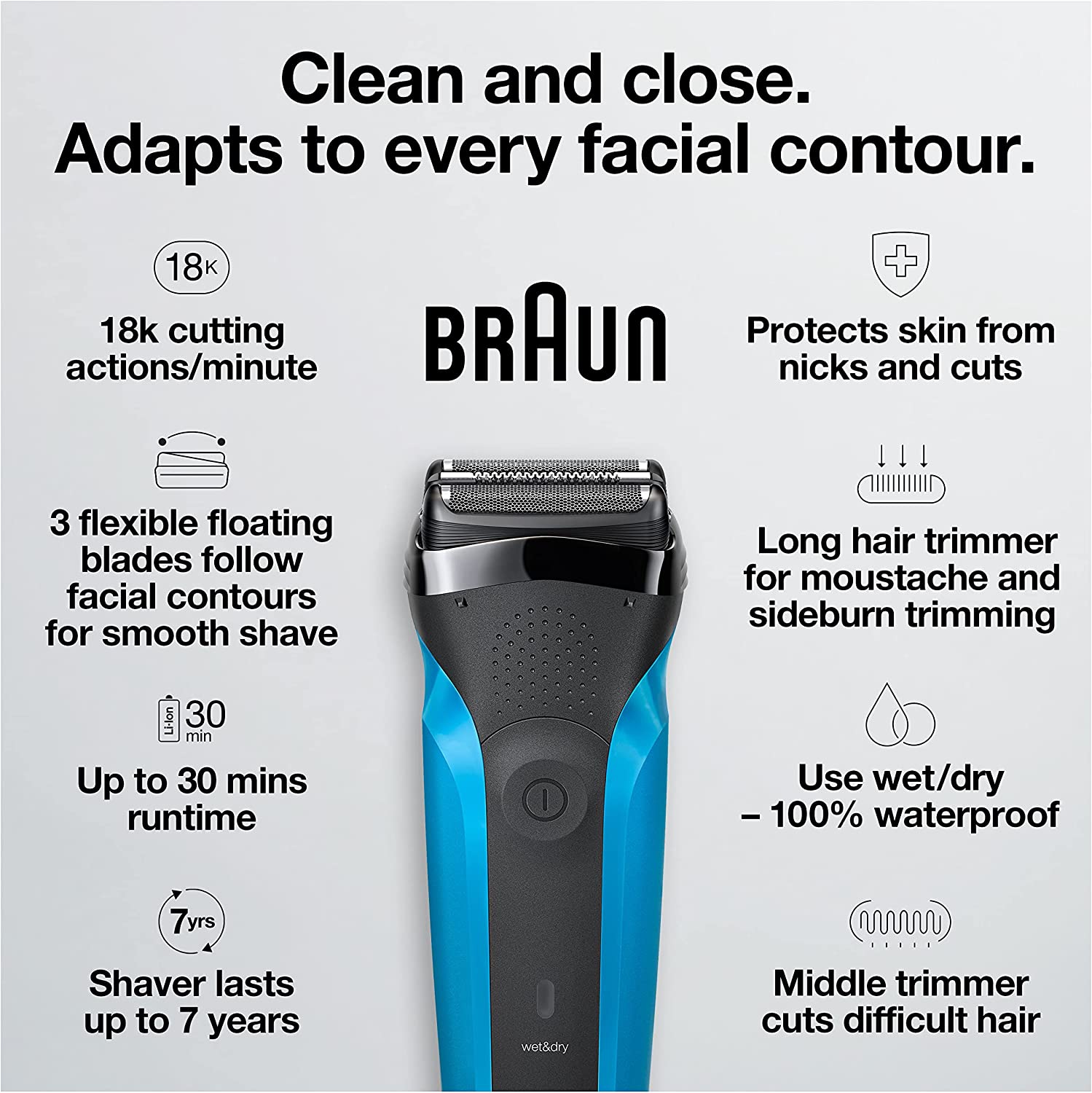 Braun Series 3 Shave Style 310BT Electric Shaver Wet Dry Razor for