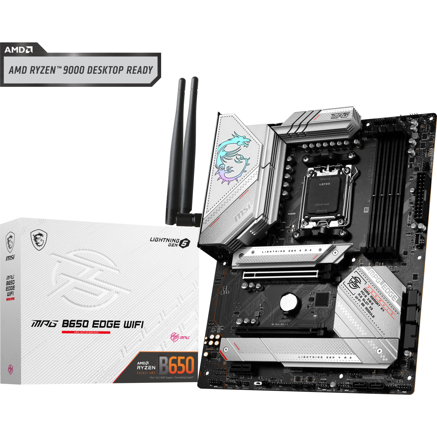 MSI MPG B650 Edge WiFi Gaming Motherboard (AMD Ryzen 7000 Series Desktop CPU, AM5, ATX, DDR5, PCIe 4.0, M.2, SATA 6Gb/s, USB 3.2 Gen 2, HDMI/DP, Wi-Fi 6E)