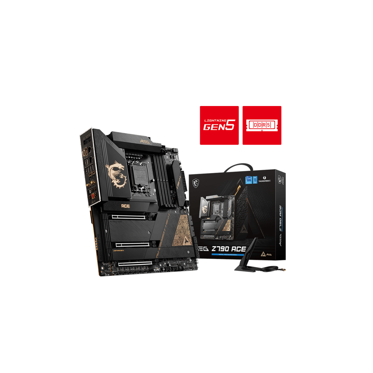 MSI MEG Z790 ACE Motherboard (Supports 12th/13th Gen Intel CPU, 4 Dimm DDR5, PCIE 5.0, M.2 x 5, USB 3.2 Ports USB Type-C, JRGB JRAINBOW, WIFI 6E)