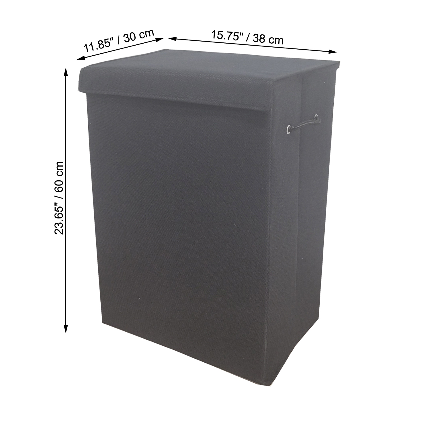 ITY International - Collapsible Fabric Laundry Hamper, 15.75" x 11.85" x 23.65", Black
