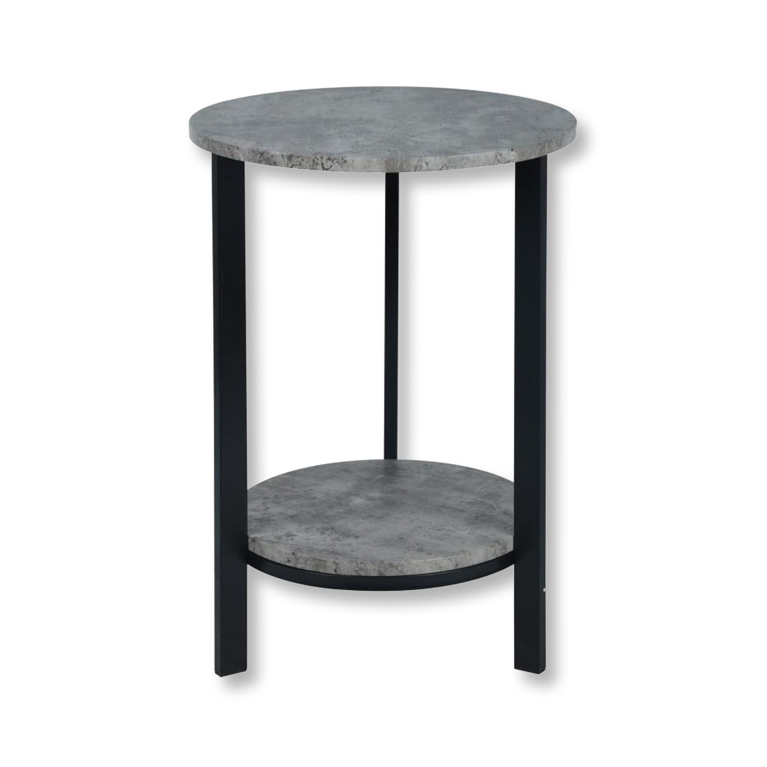 ITY International - 2 Tier Round Side Table, 15.75" x 23.6", Cement Gray