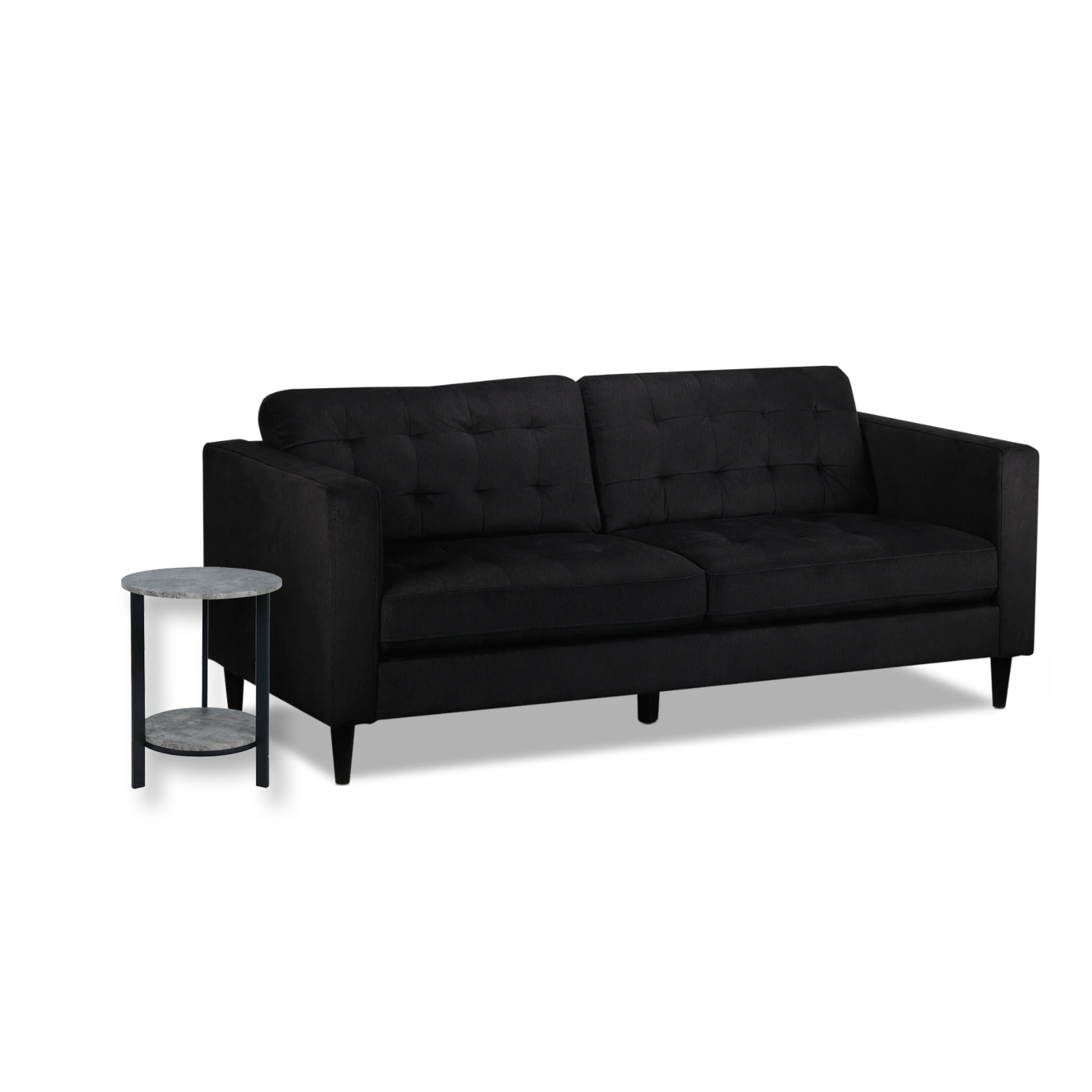 ITY International - 2 Tier Round Side Table, 15.75" x 23.6", Cement Gray