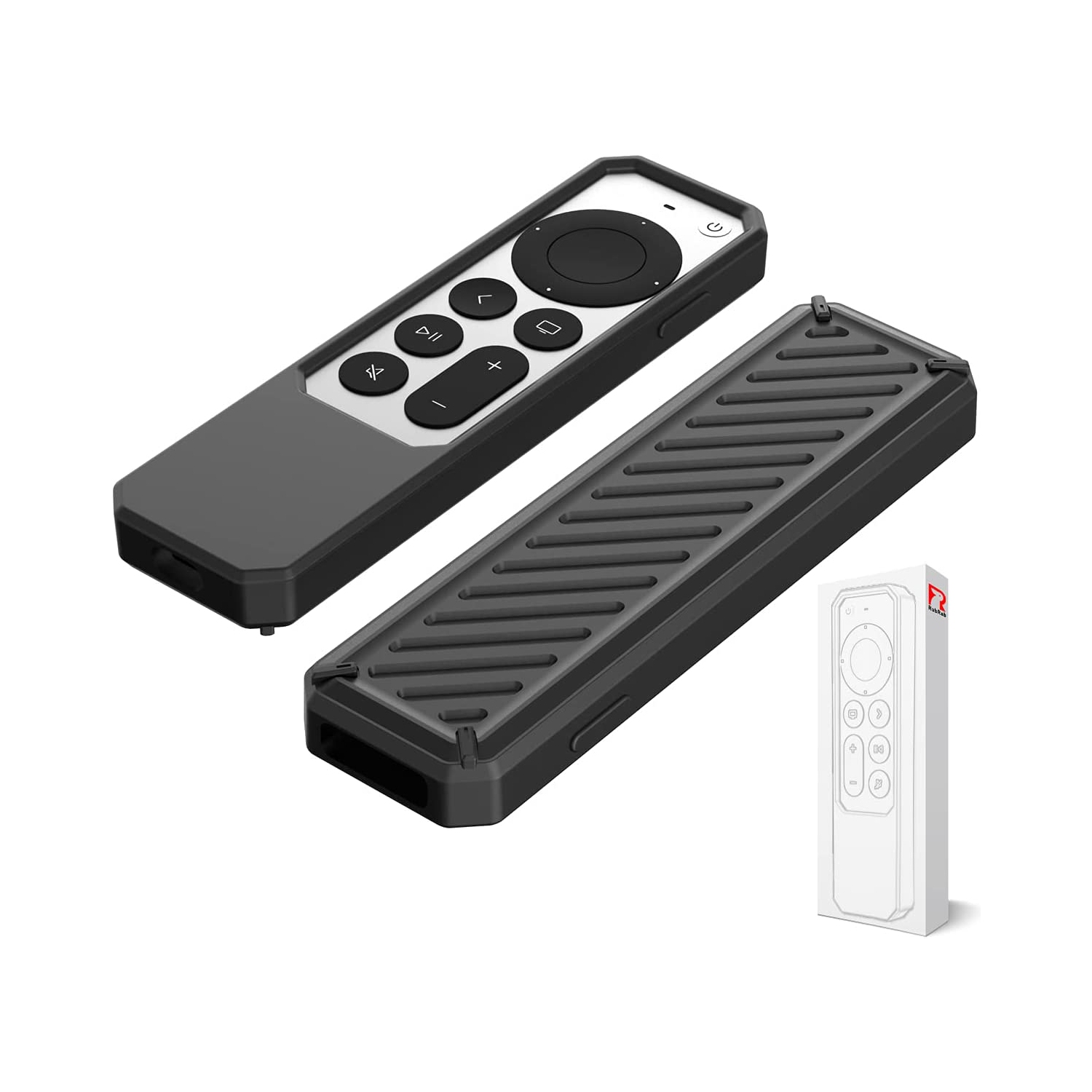 2021 Protective Case for Siri Remote Control Anti-Slip Durable Silicone Shockproof Rubber Cover for Apple 4K HD TV Siri Remote (2nd Generation Applicable) Classic Design (Black)